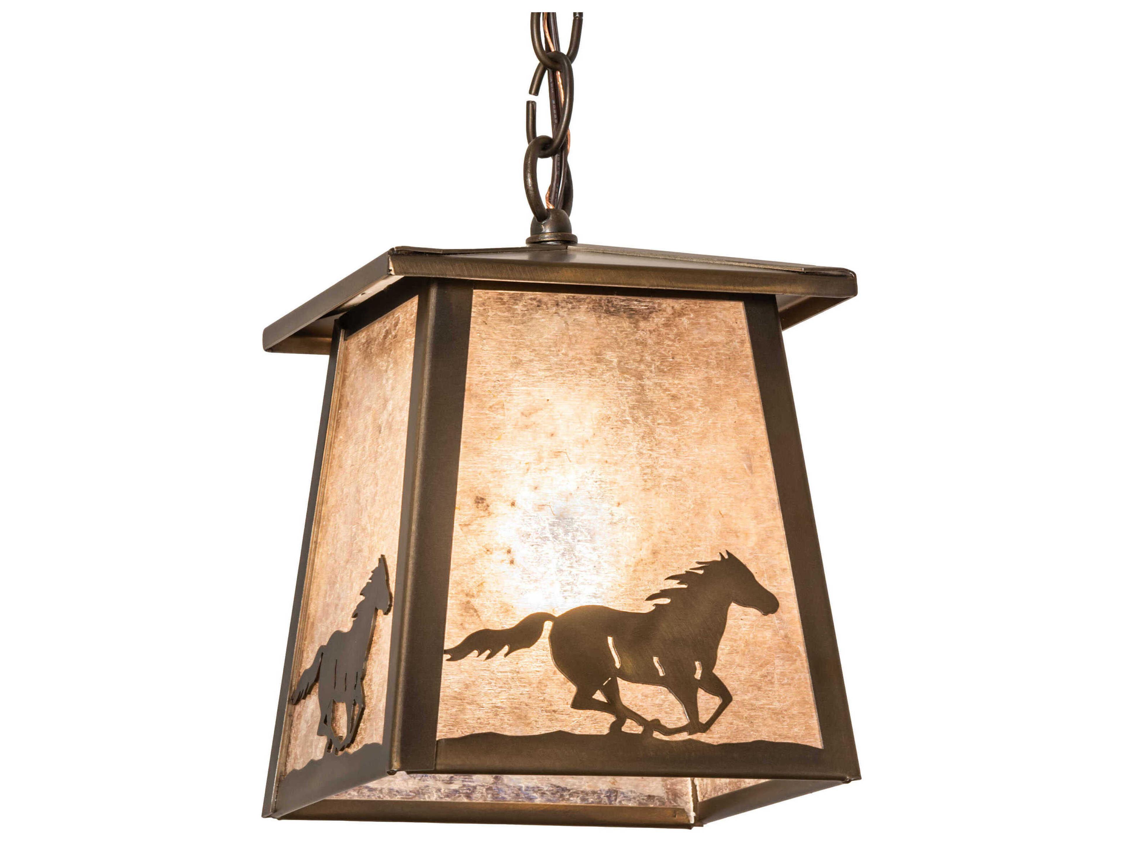 Meyda Running Horse 7- 1-Light Antique Copper Glass Mini Pendant