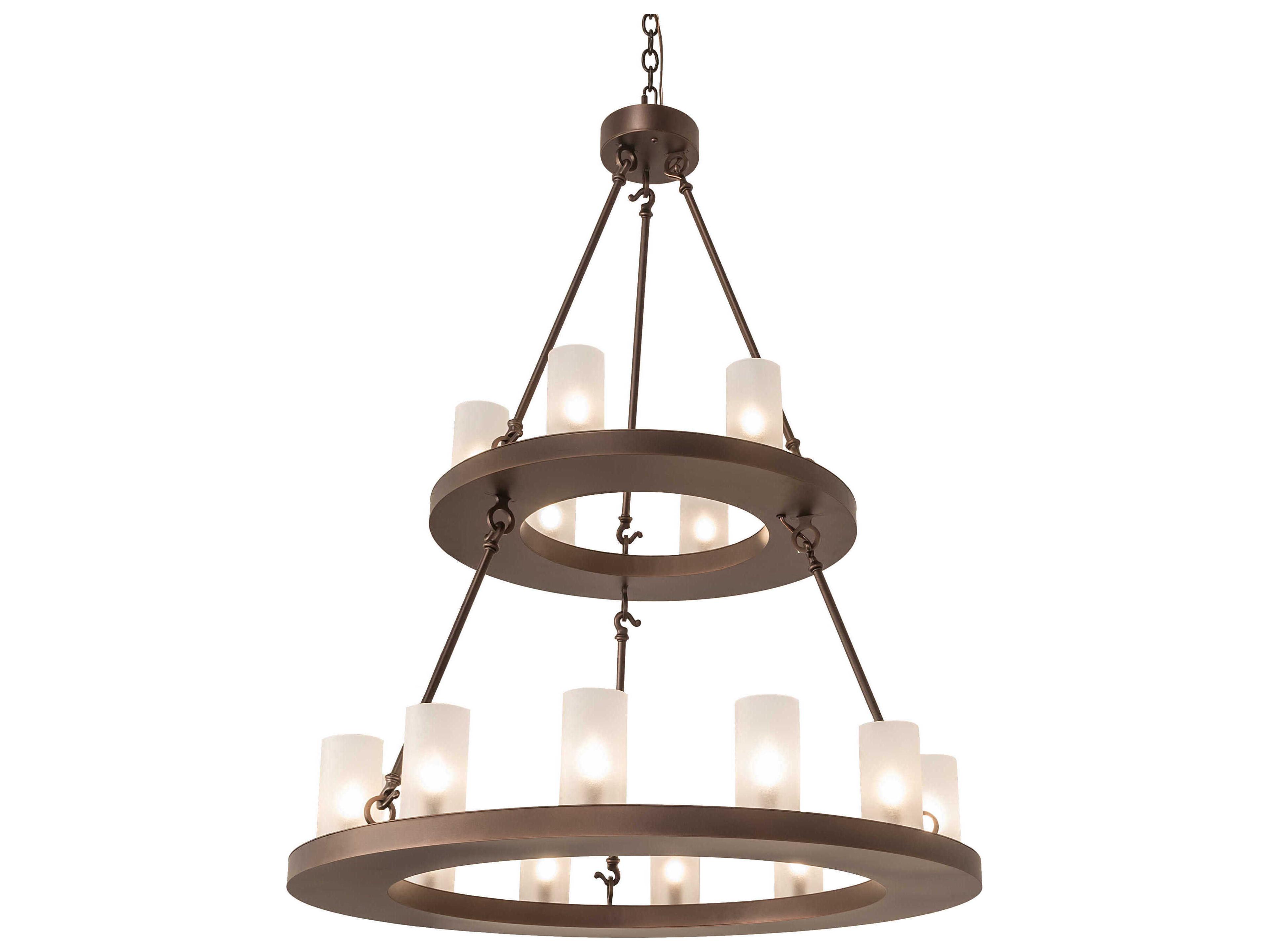 Meyda Loxley 18-Light Mahogany Bronze Glass Cylinder Chandelier