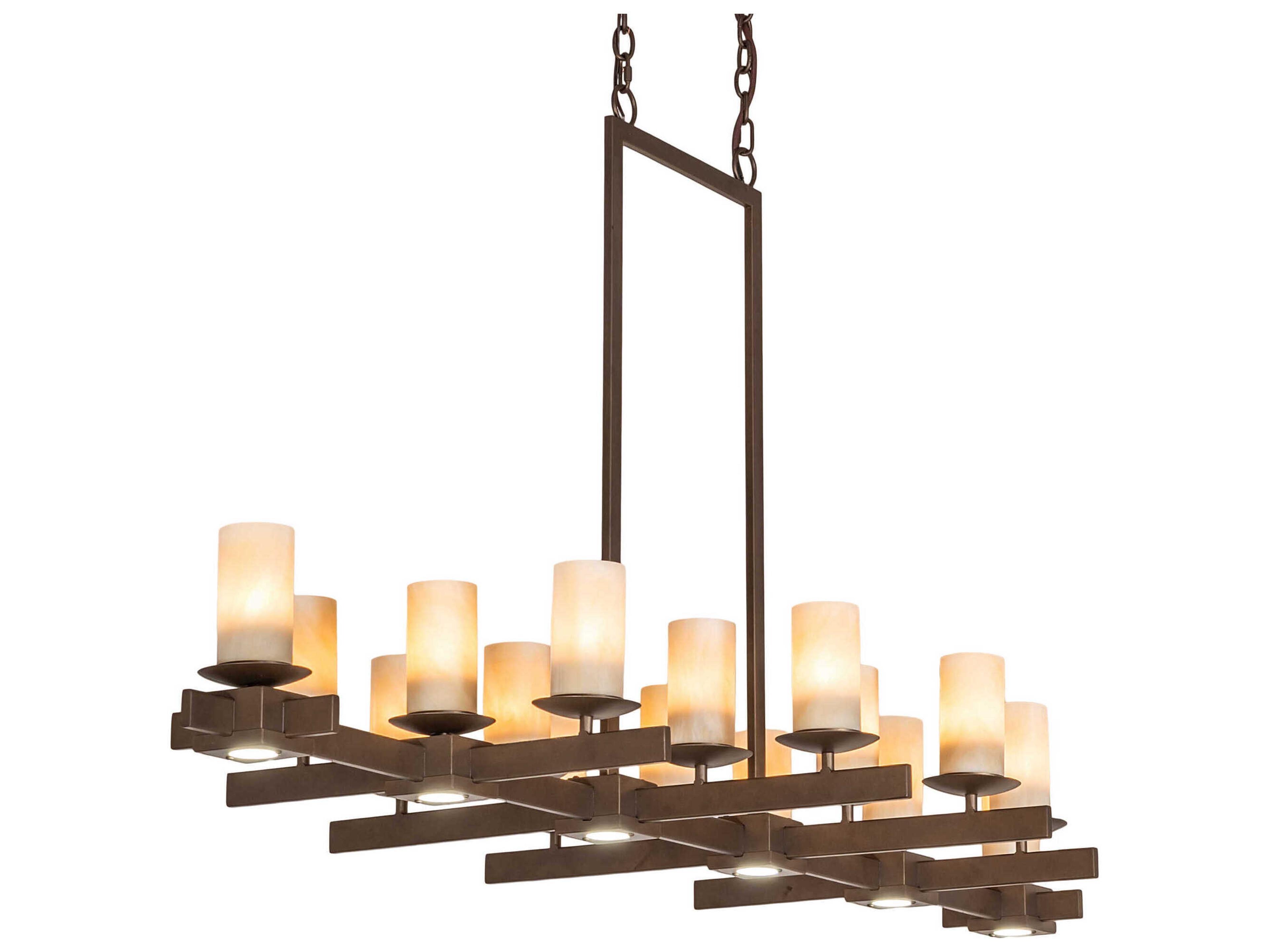 Meyda Dante 16-Light6-Light Wrought Iron Brown Glass LED Cylinder Island Pendant