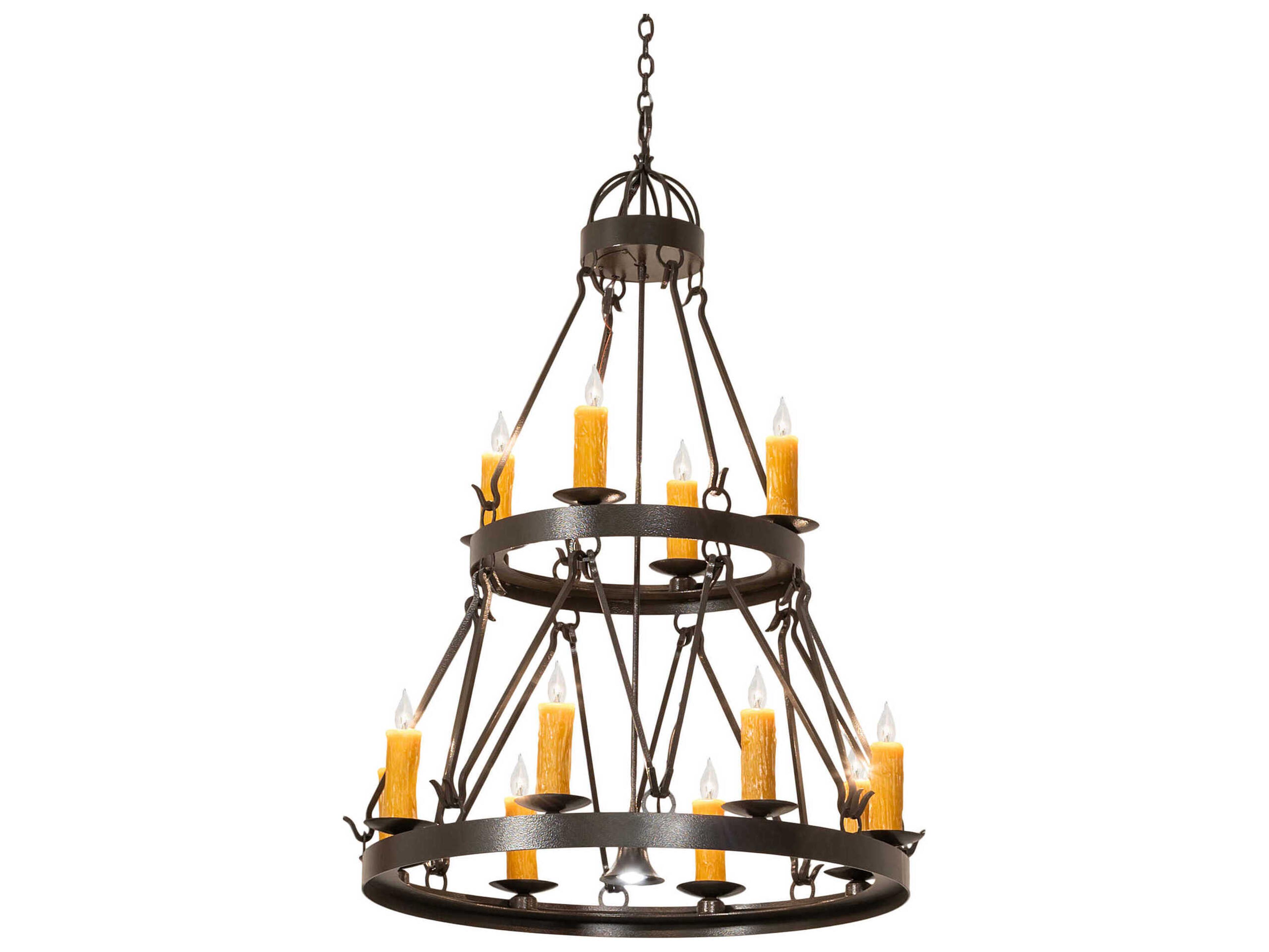 Meyda Lakeshore 12 1-Light Bronze Candelabra Tiered Chandelier