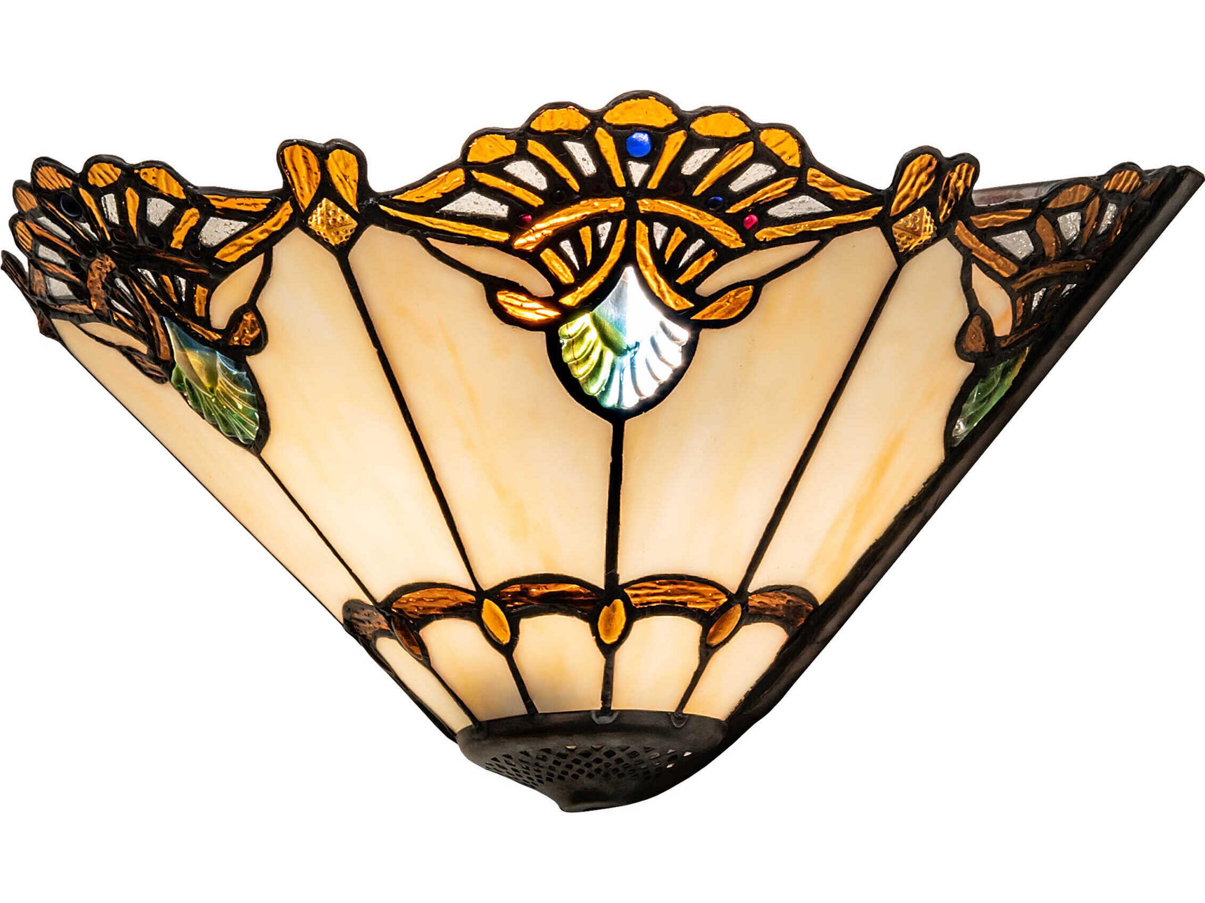 Meyda Shell With Jewels 1-Light Brass Glass Tiffany Wall Sconce