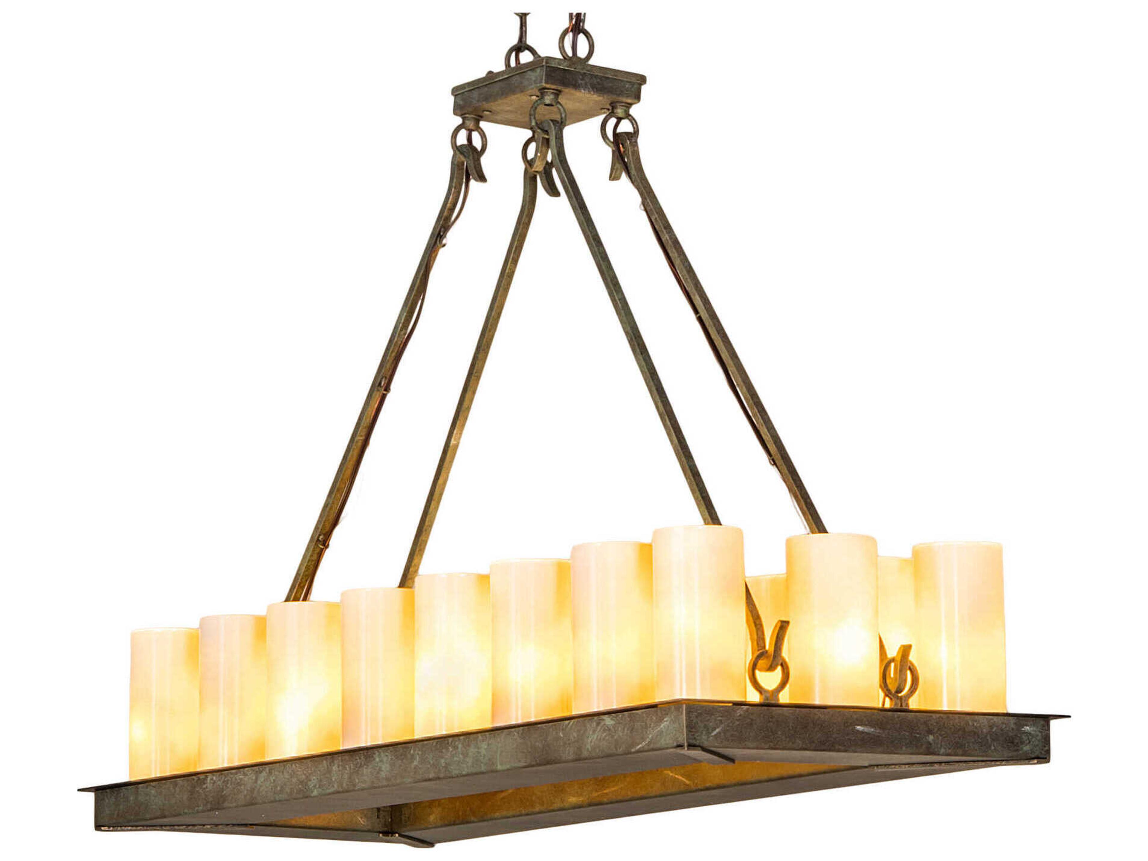 Meyda Loxley 18-Light8-Light Verdigris Brown Glass LED Cylinder Island Pendant