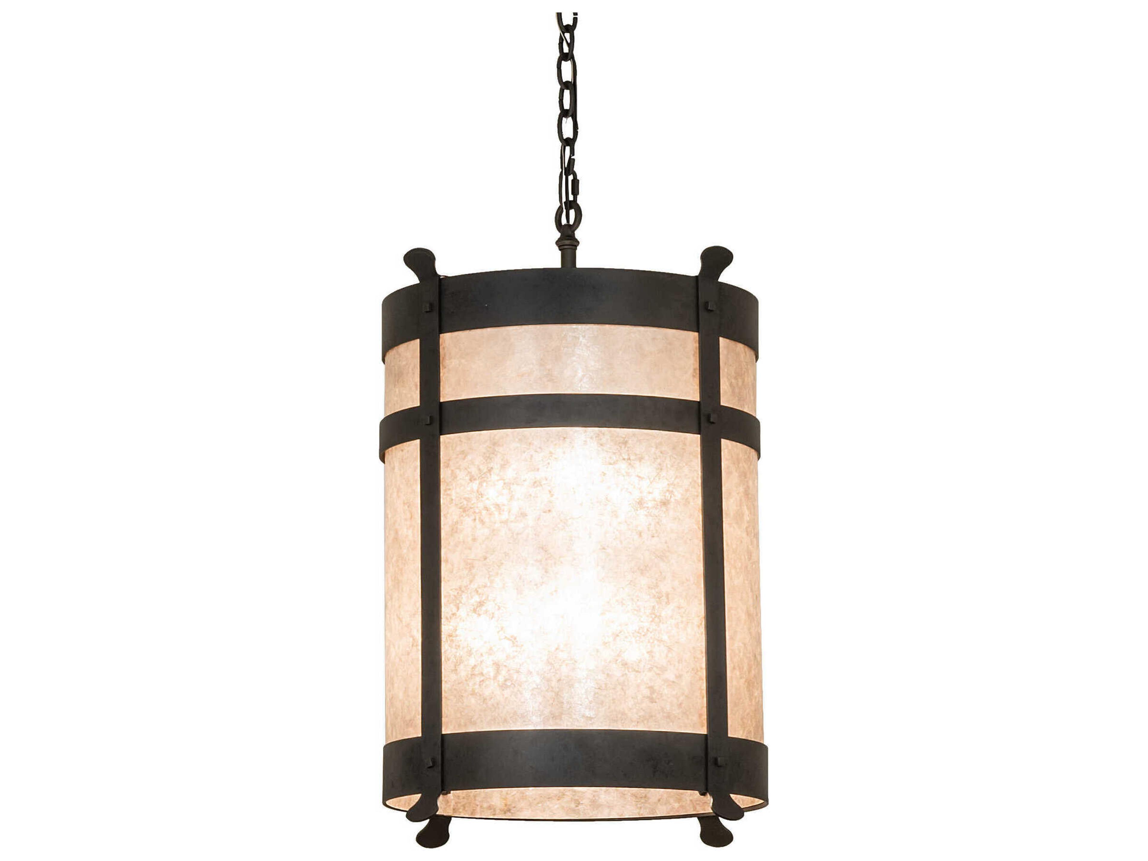 Meyda Beartooth 6-Light Wrought Iron Black Cylinder Pendant