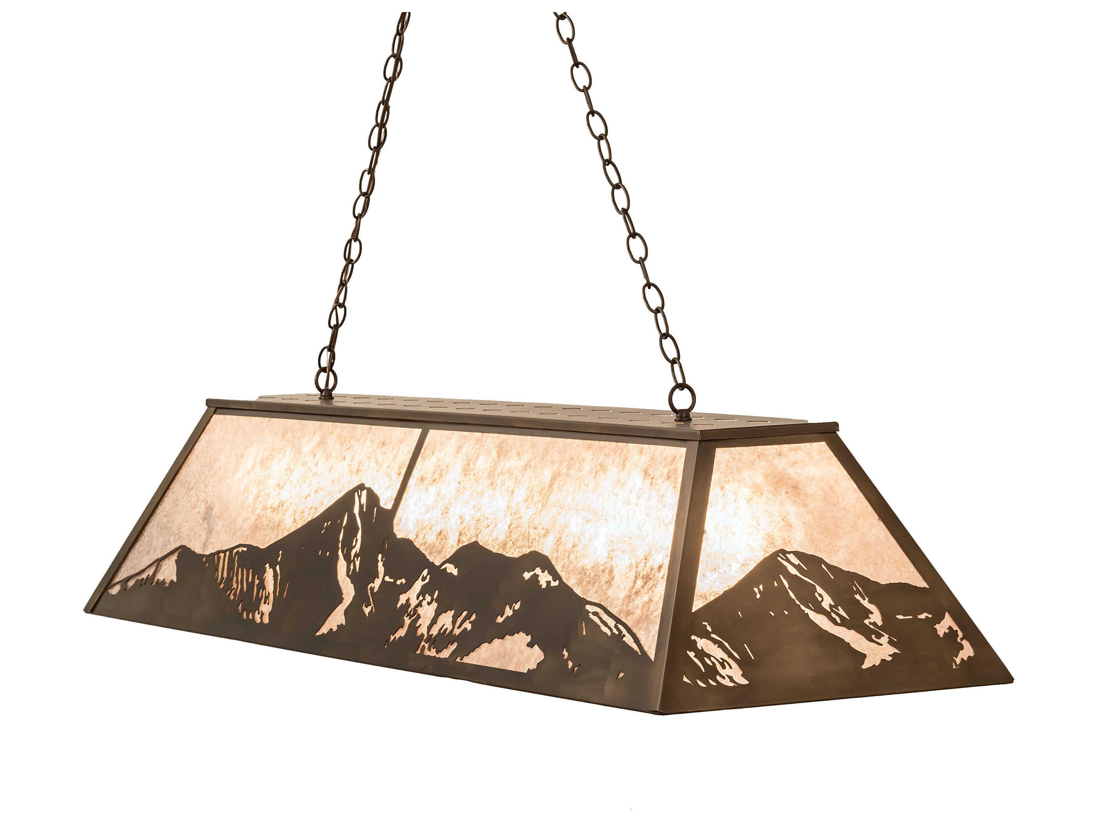 Meyda Mountain Range 9-Light Antique Copper Glass Island Pendant