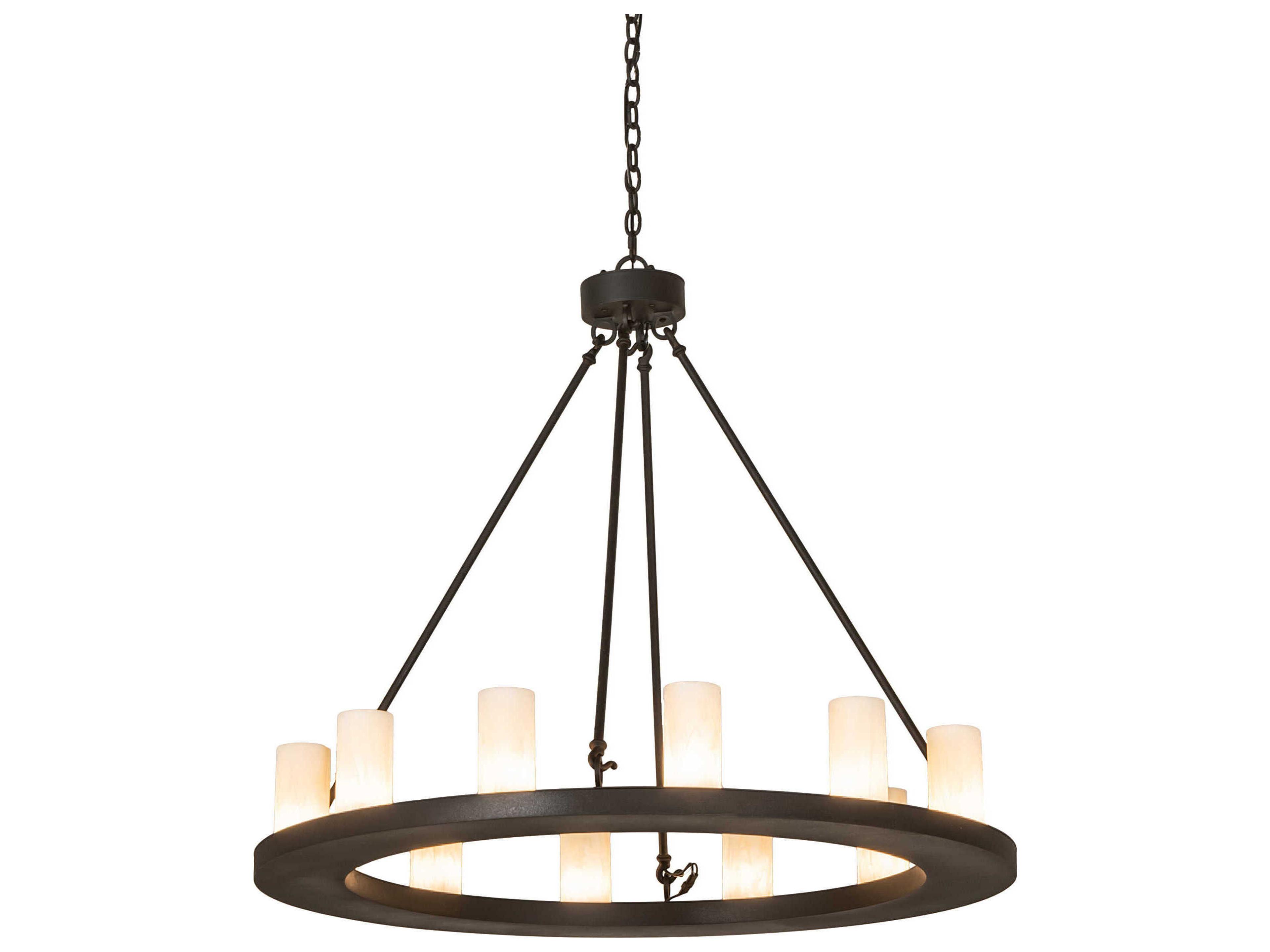 Meyda Loxley 12-Light Chocolate Beige White Brown Glass LED Cylinder Chandelier