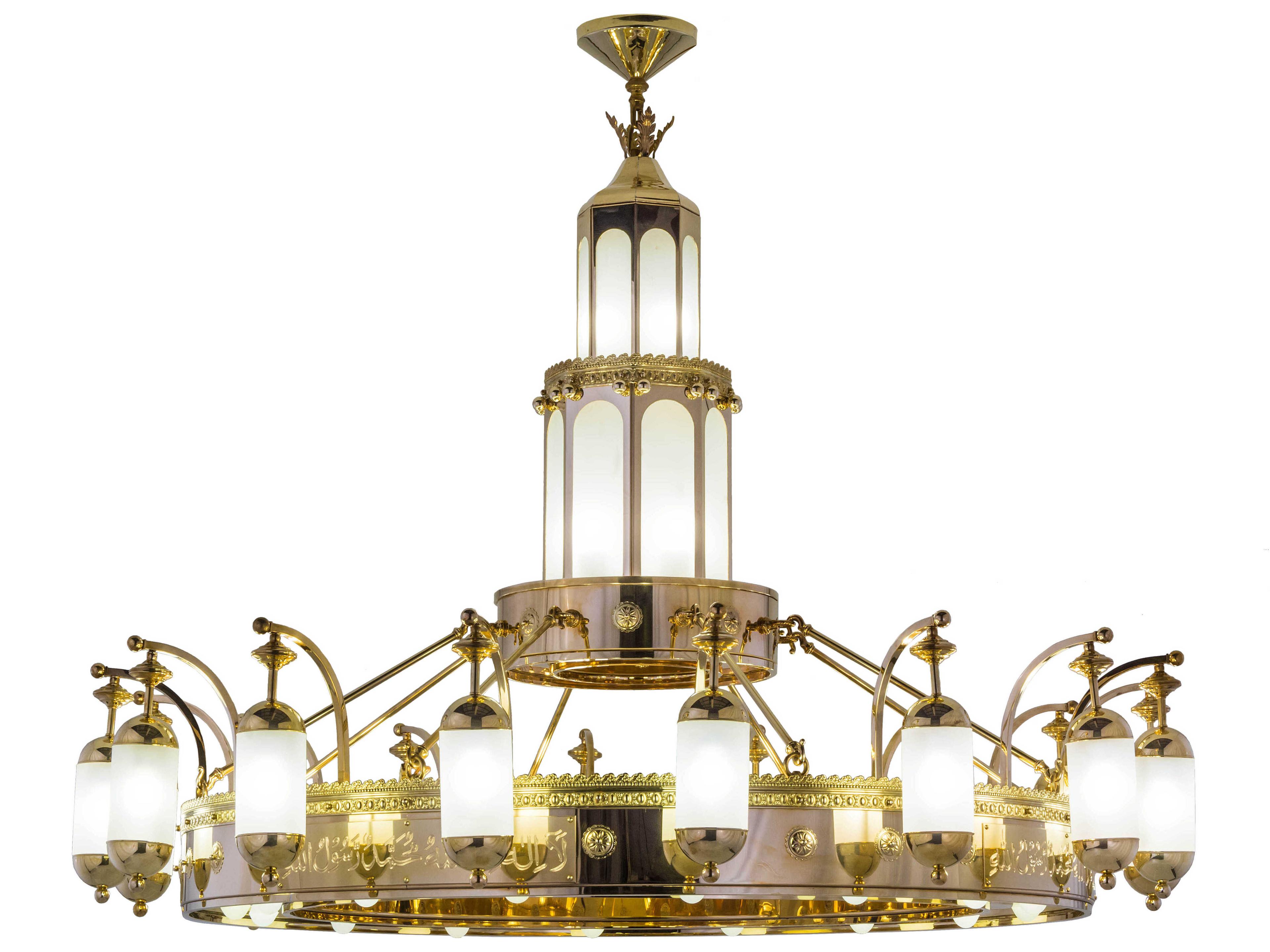 Meyda 42-Light Polished Brass Glass Cylinder Chandelier