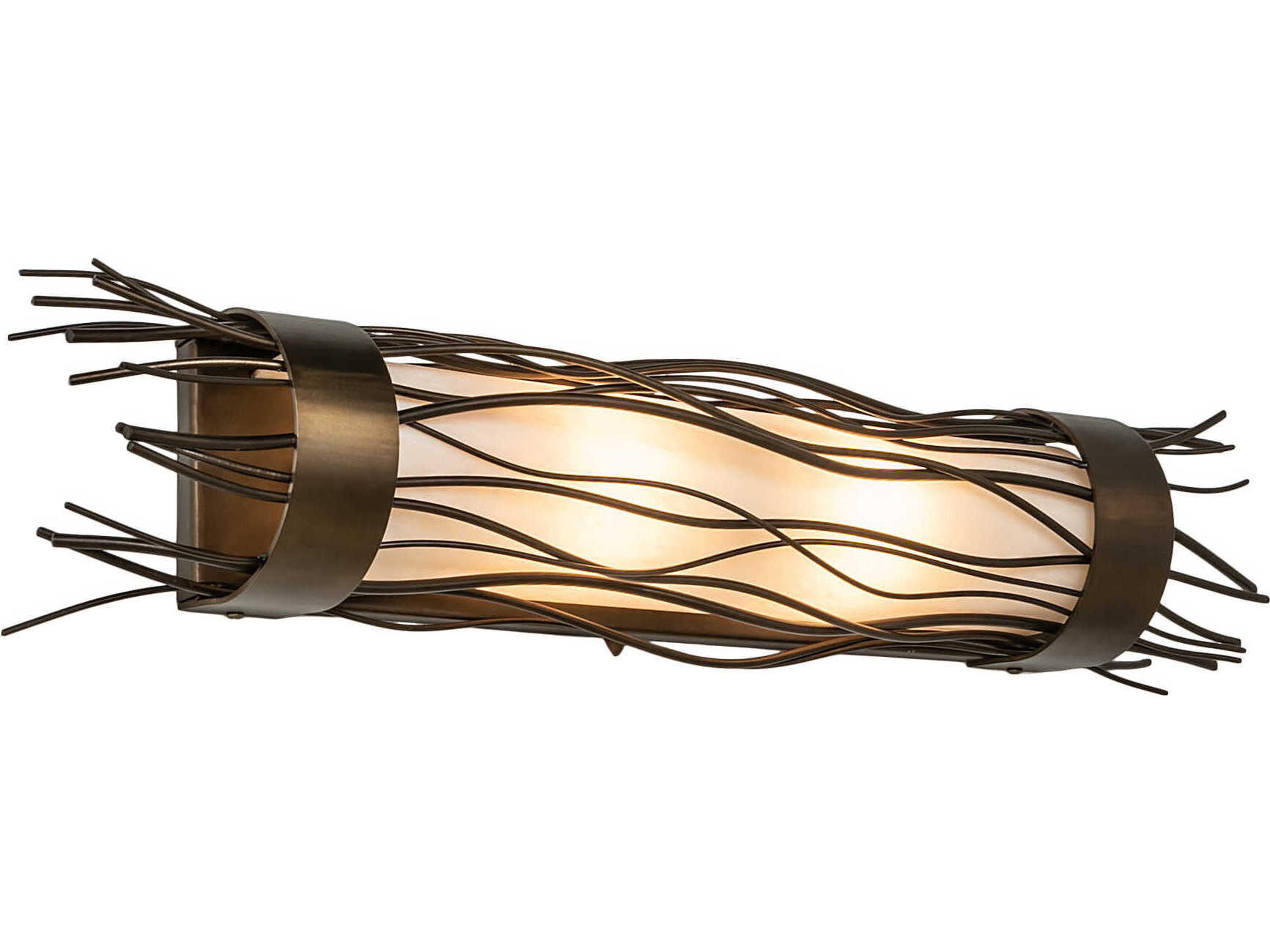 Meyda Rama 2-Light Antique Copper Glass Vanity Light