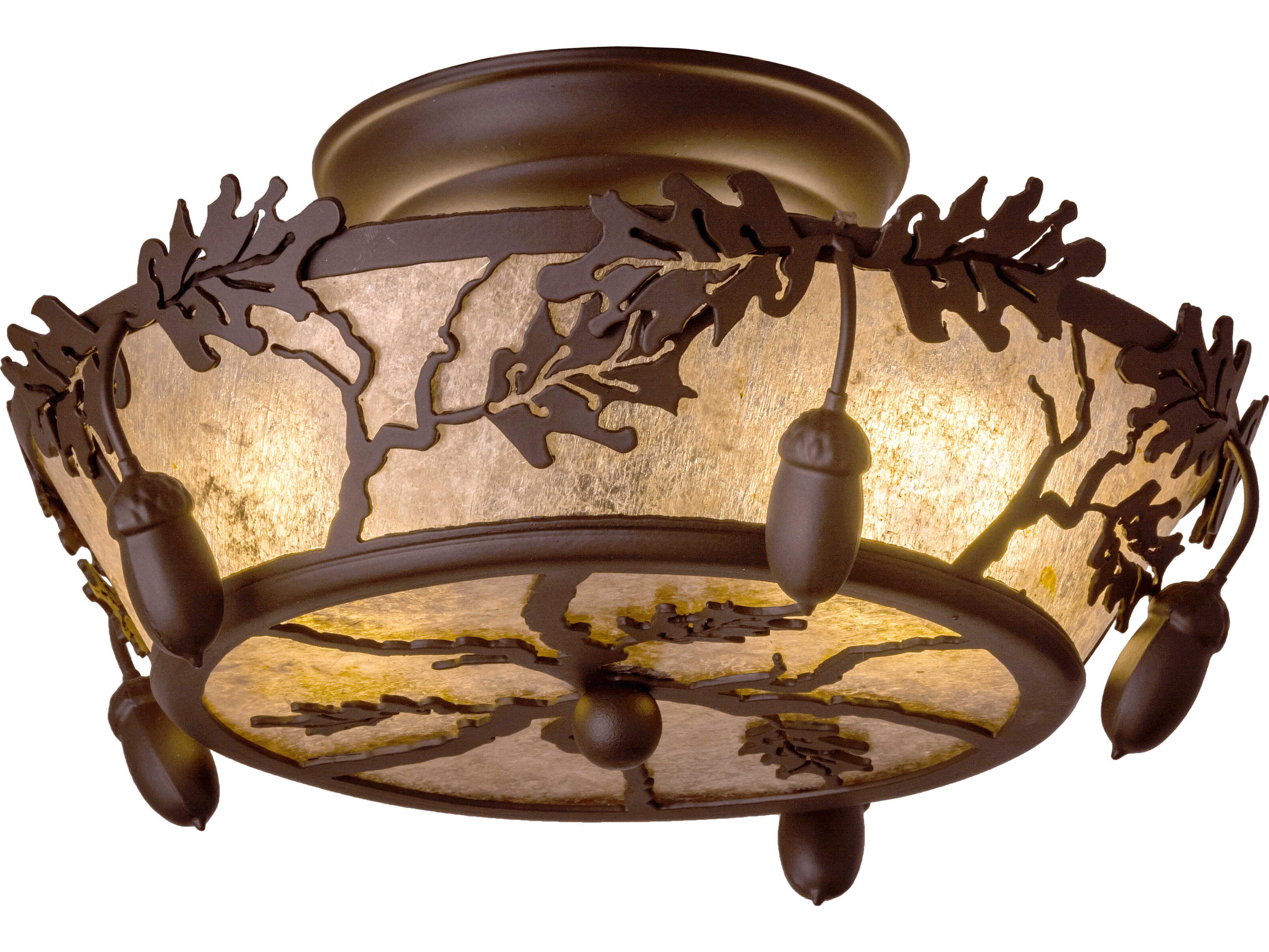 Meyda Oak Leaf & Acorn 2-Light Oil Rubbed Bronze Glass Bowl Flush Mount