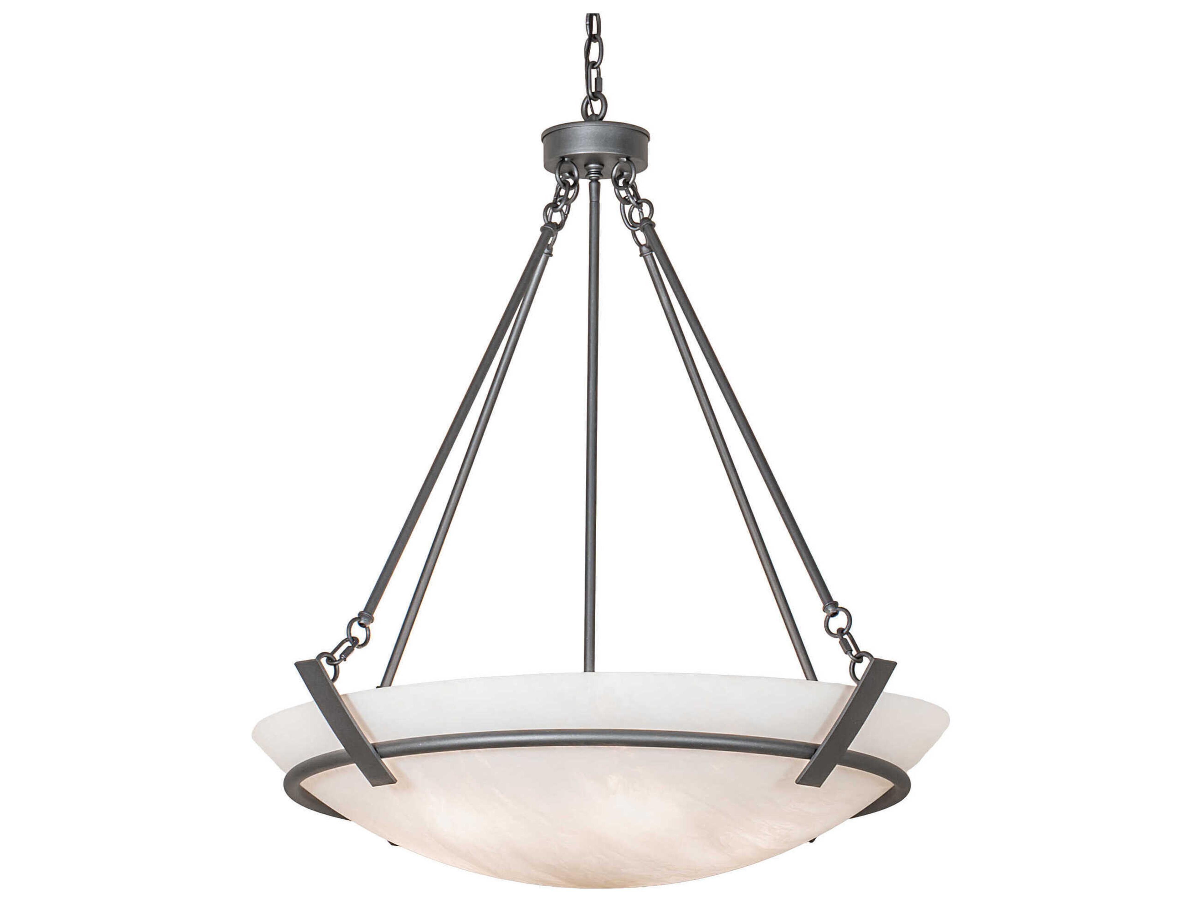 Meyda Covina 6-Light Grey Ivory Glass Bowl Pendant