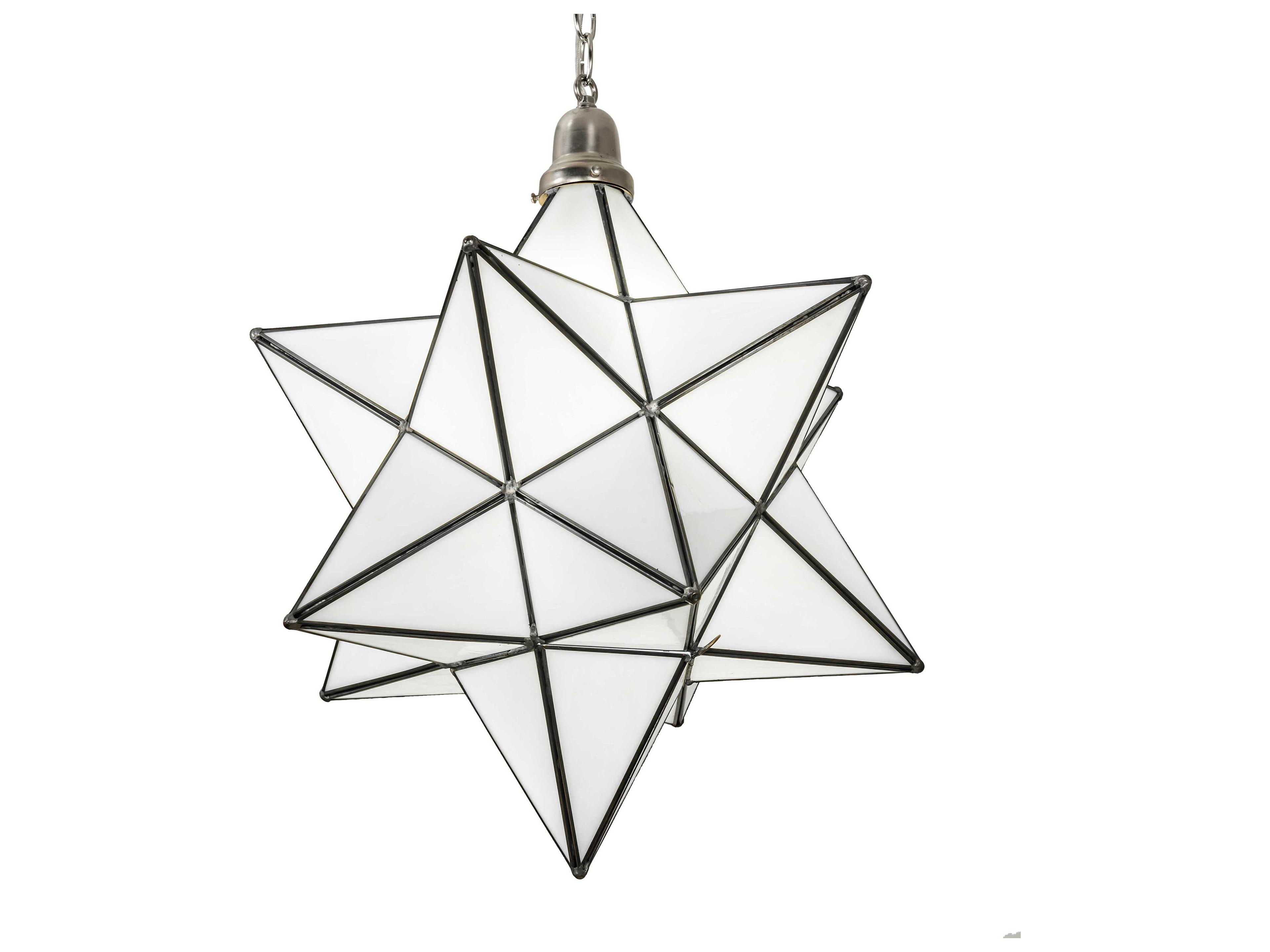 Meyda Moravian Star 1-Light Brushed Nickel Glass Geometric Pendant