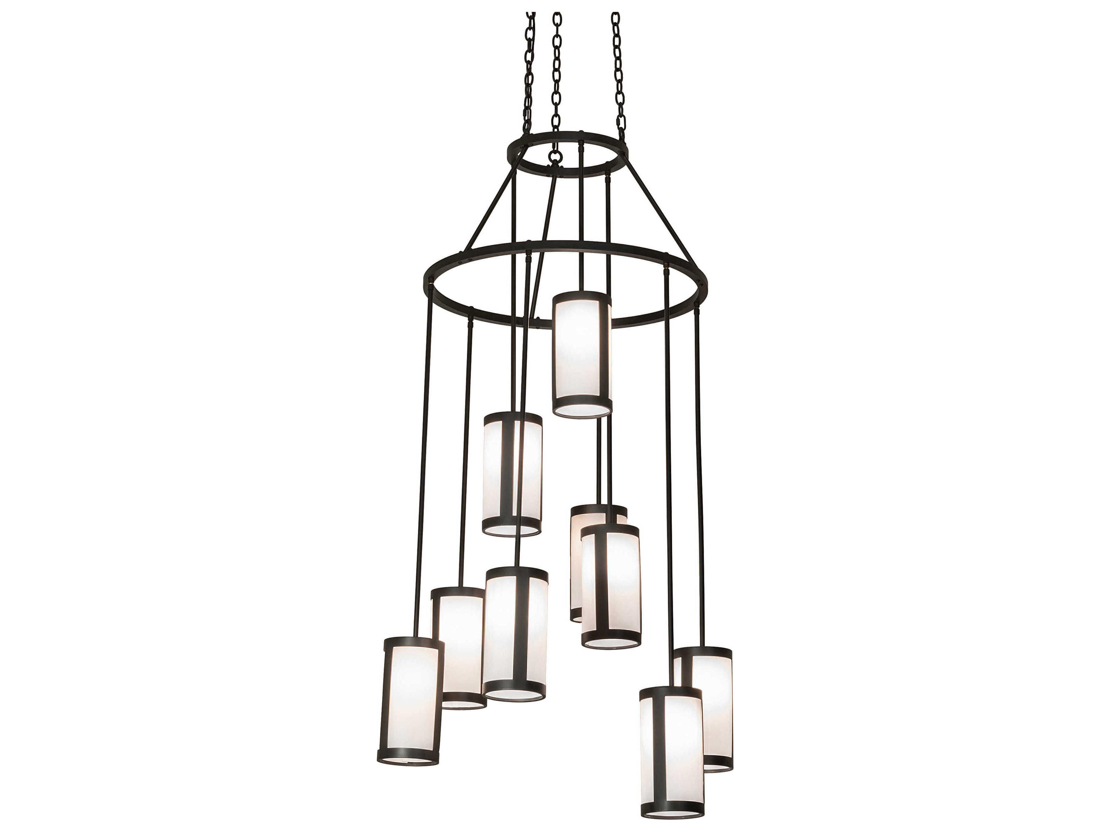 Meyda Cartier 9-Light Wrought Iron Black Glass Pendant