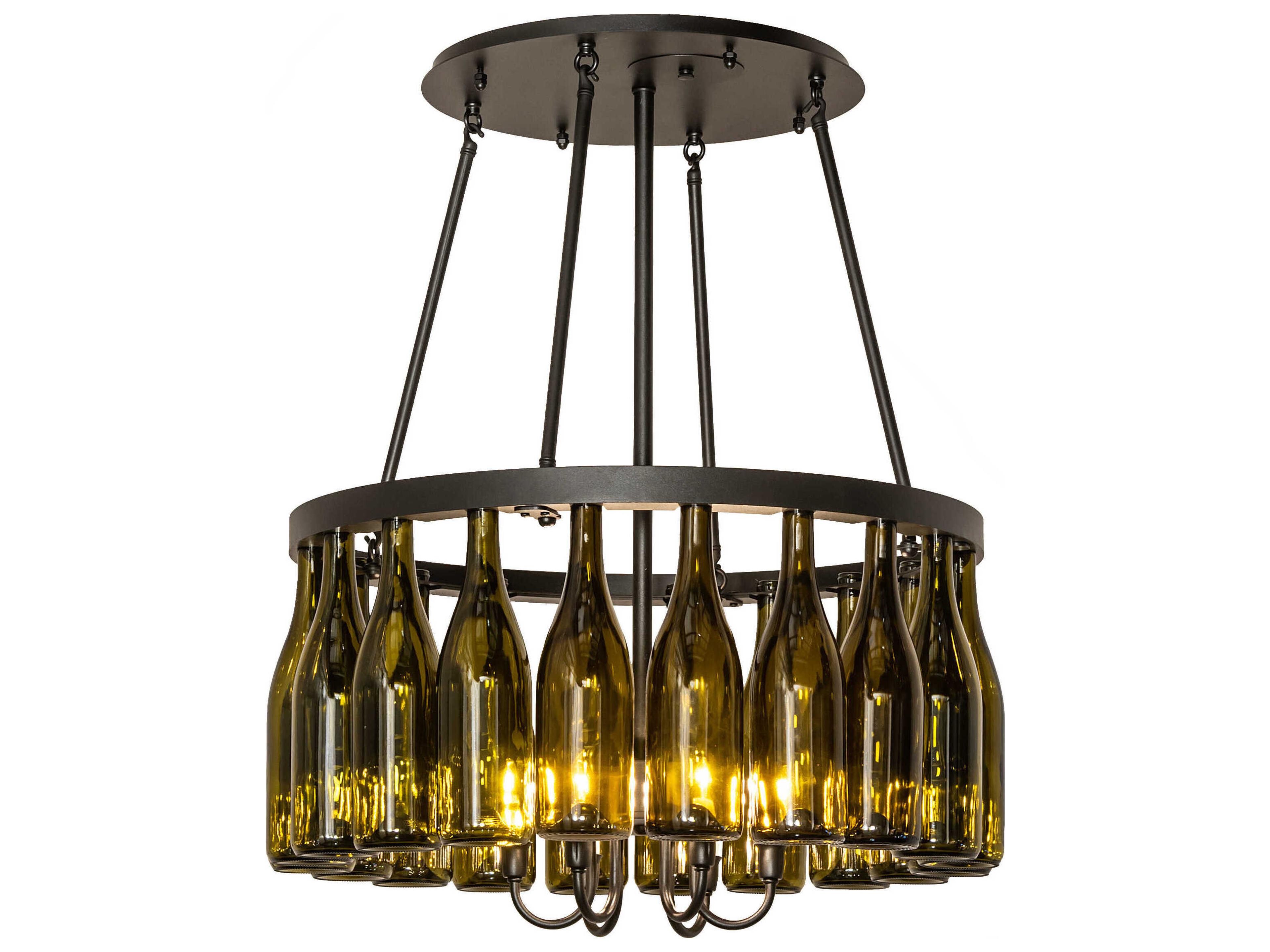 Meyda Tuscan Vineyard 6-Light Black Glass Semi Flush Mount