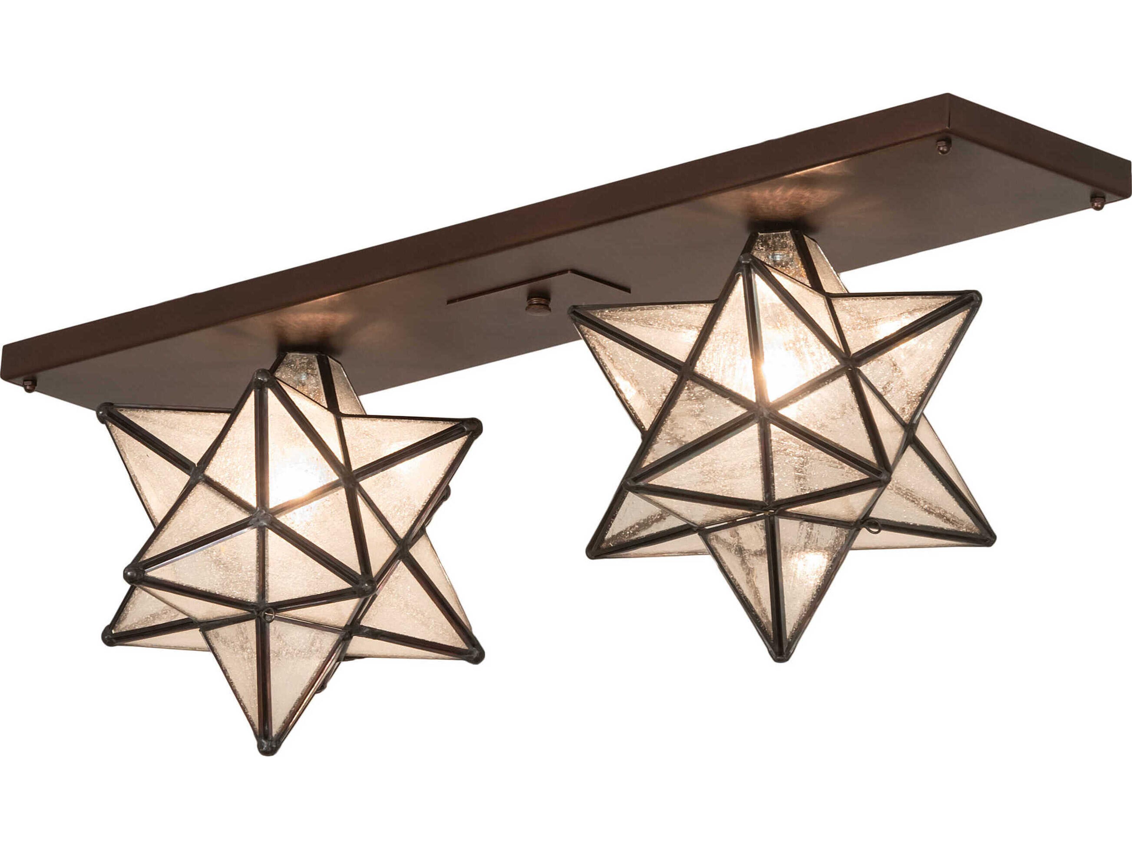 Meyda Moravian Star 2-Light Mahogany Bronze Glass Flush Mount