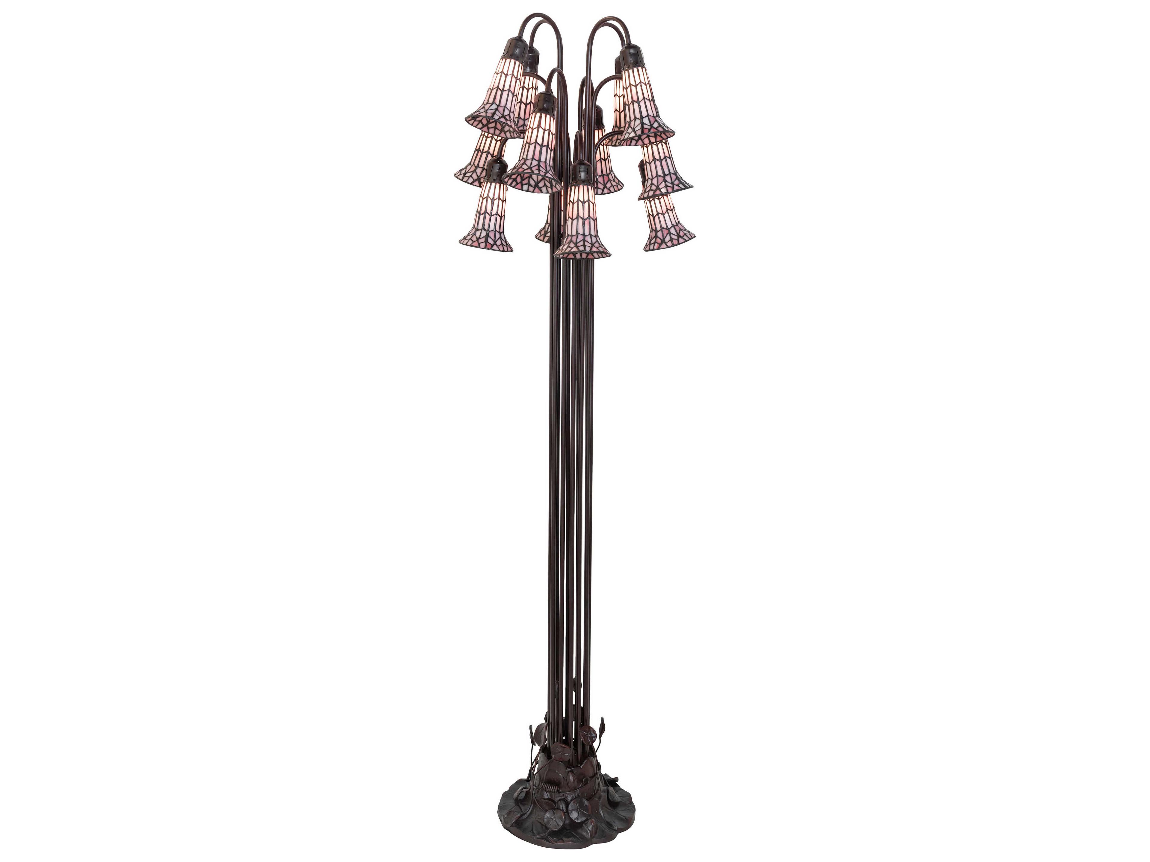 Meyda Stained Glass Pond Lily Mahogany Bronze Floor Lamp