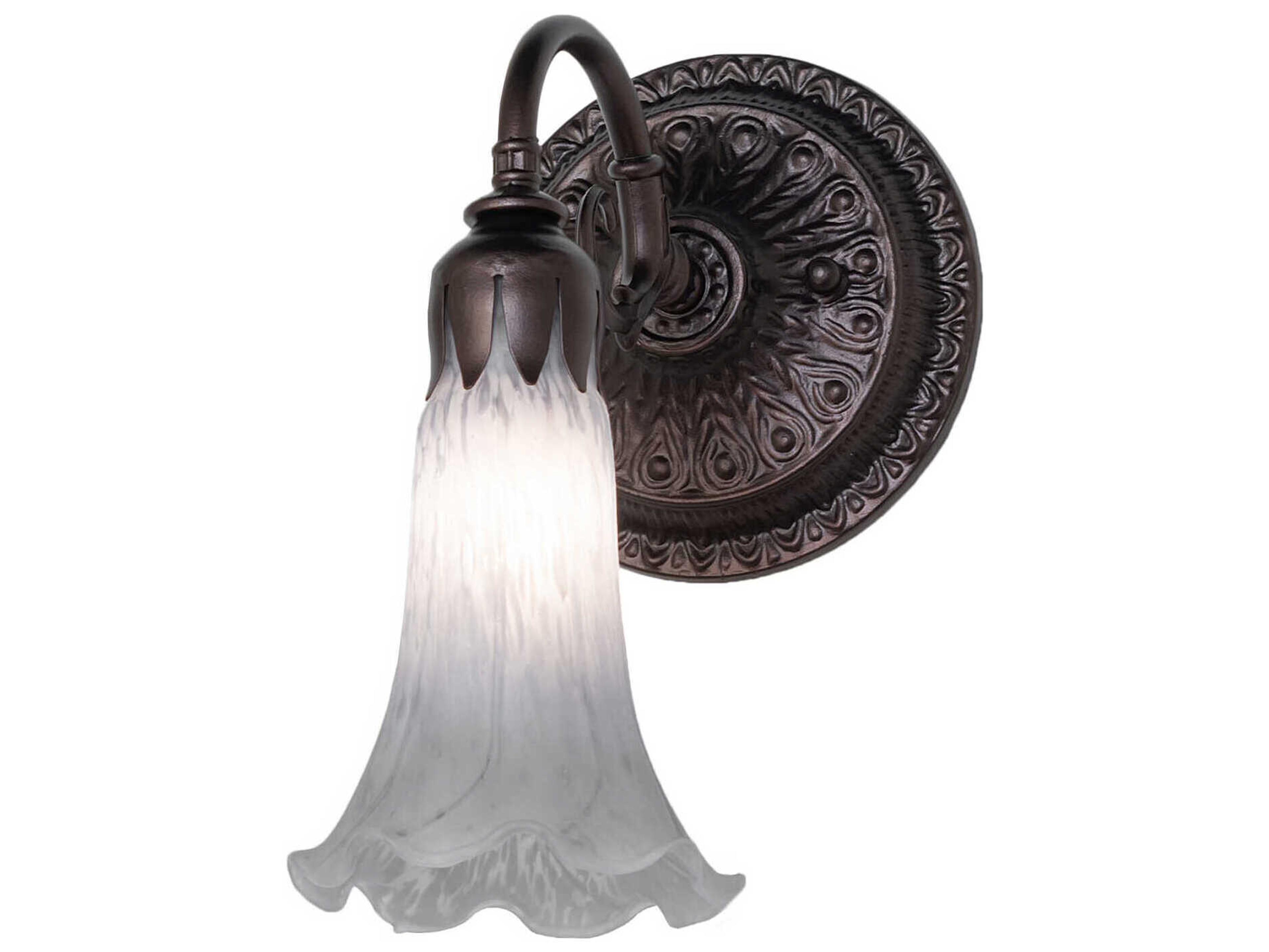 Meyda Pond Lily 1-Light Mahogany Bronze Glass Wall Sconce