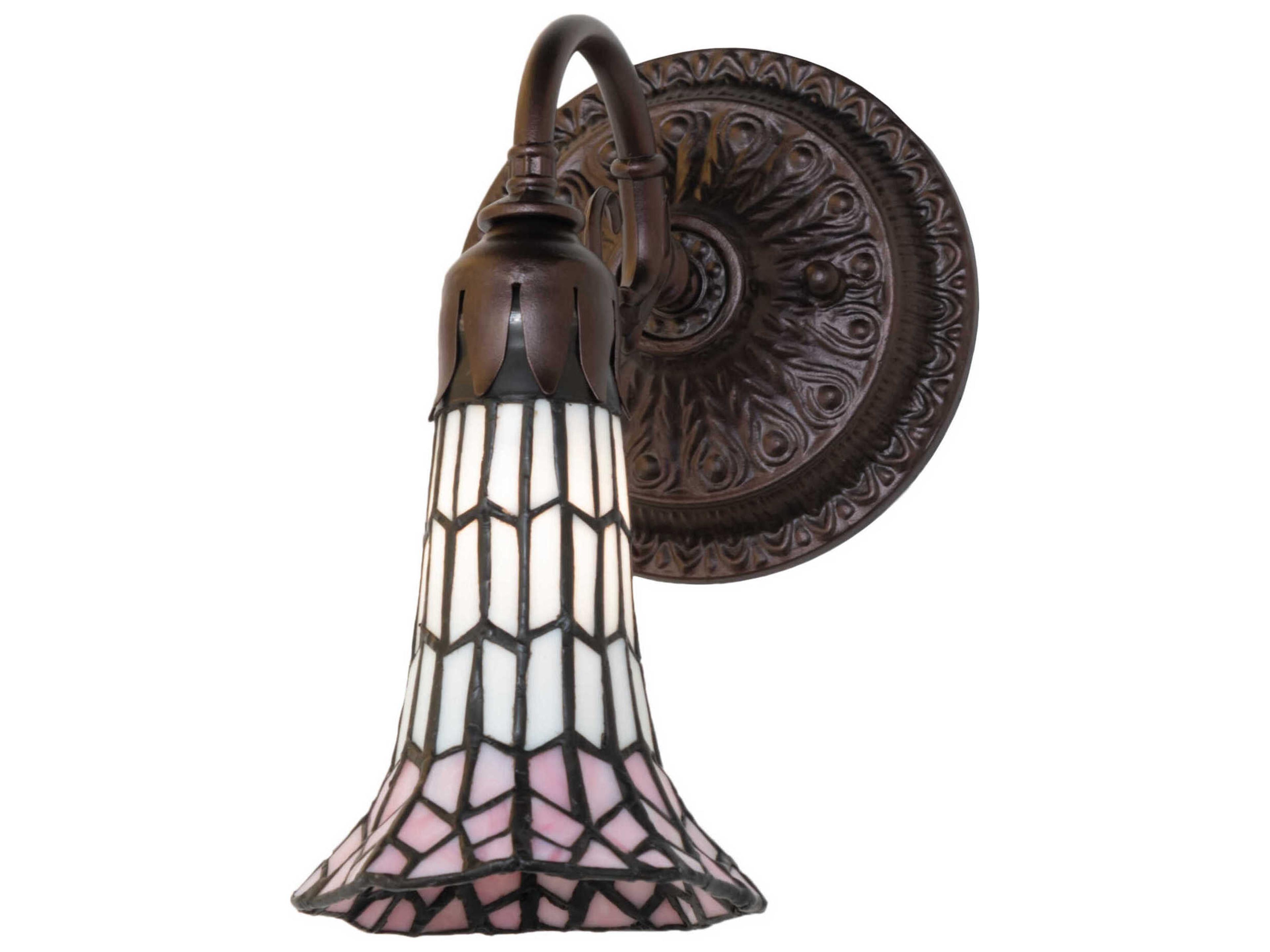 Meyda Stained Glass Pond Lily 1-Light Mahogany Bronze Tiffany Wall Sconce