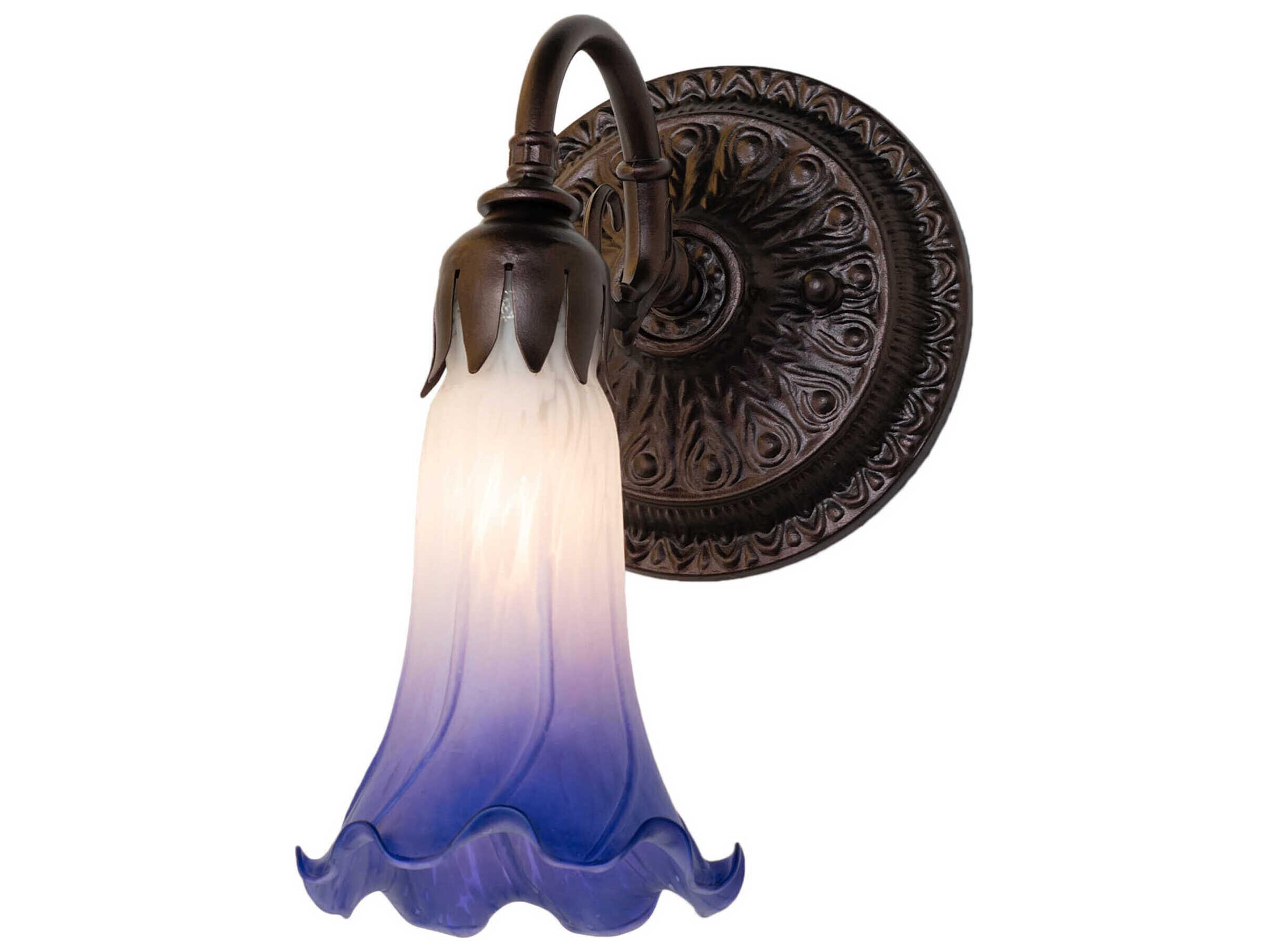 Meyda Pond Lily 1-Light Mahogany Bronze Glass Wall Sconce