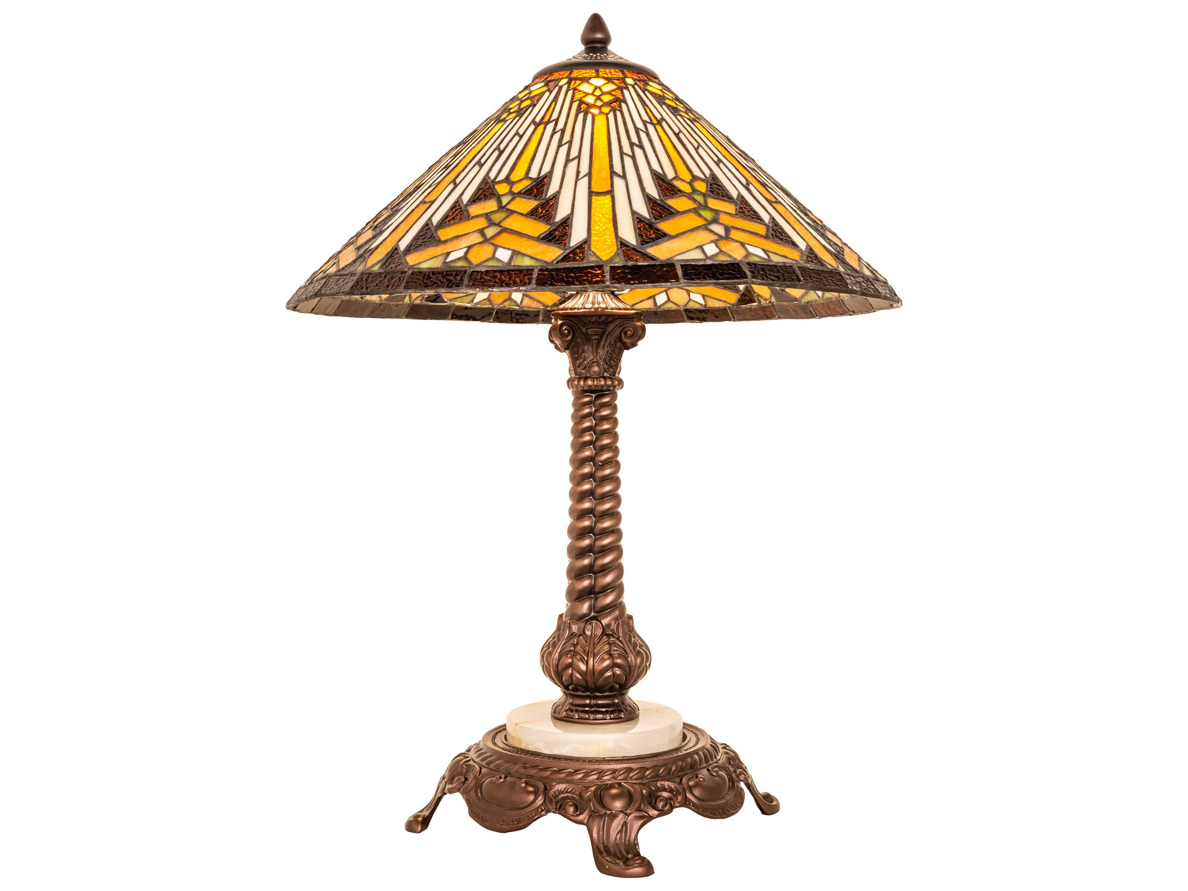 Meyda Nuevo-II Mahogany Bronze Glass Tiffany Table Lamp
