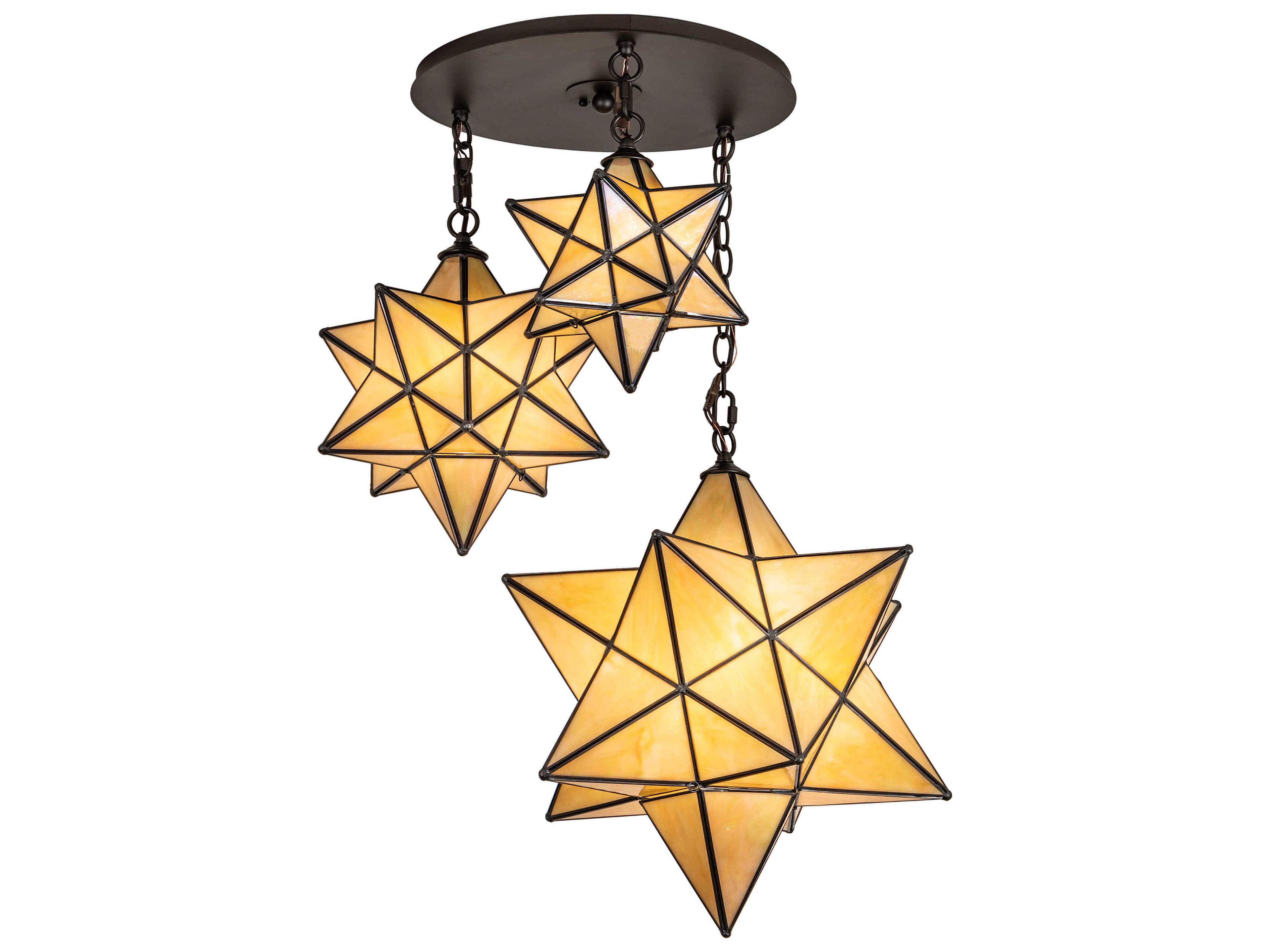 Meyda Moravian Star 3-Light Oil Rubbed Bronze Glass Pendant