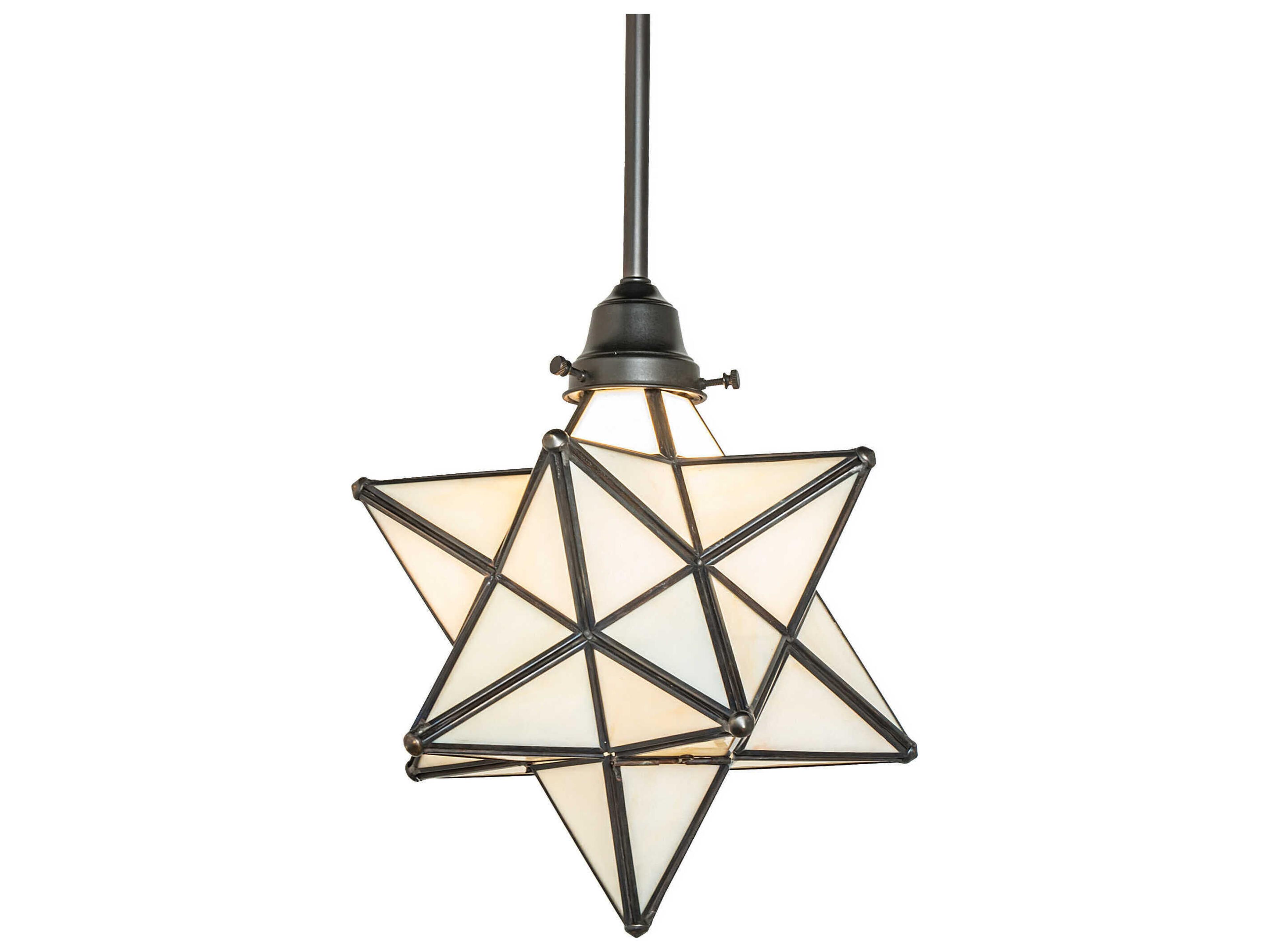 Meyda Moravian Star 4-Light Craftsman Brown Glass Geometric Mini Pendant