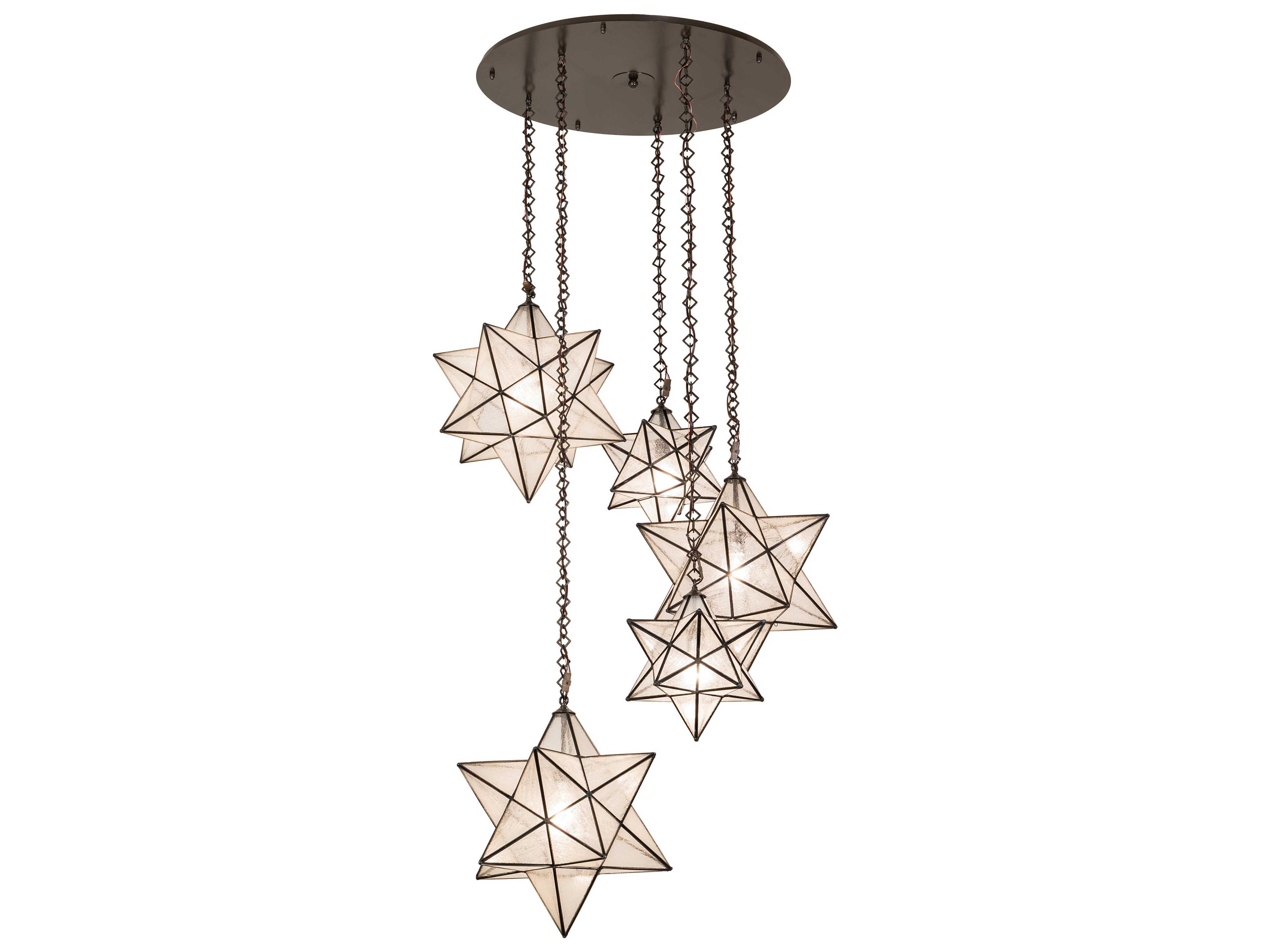 Meyda Moravian Star 5-Light Timeless Bronze Glass Pendant