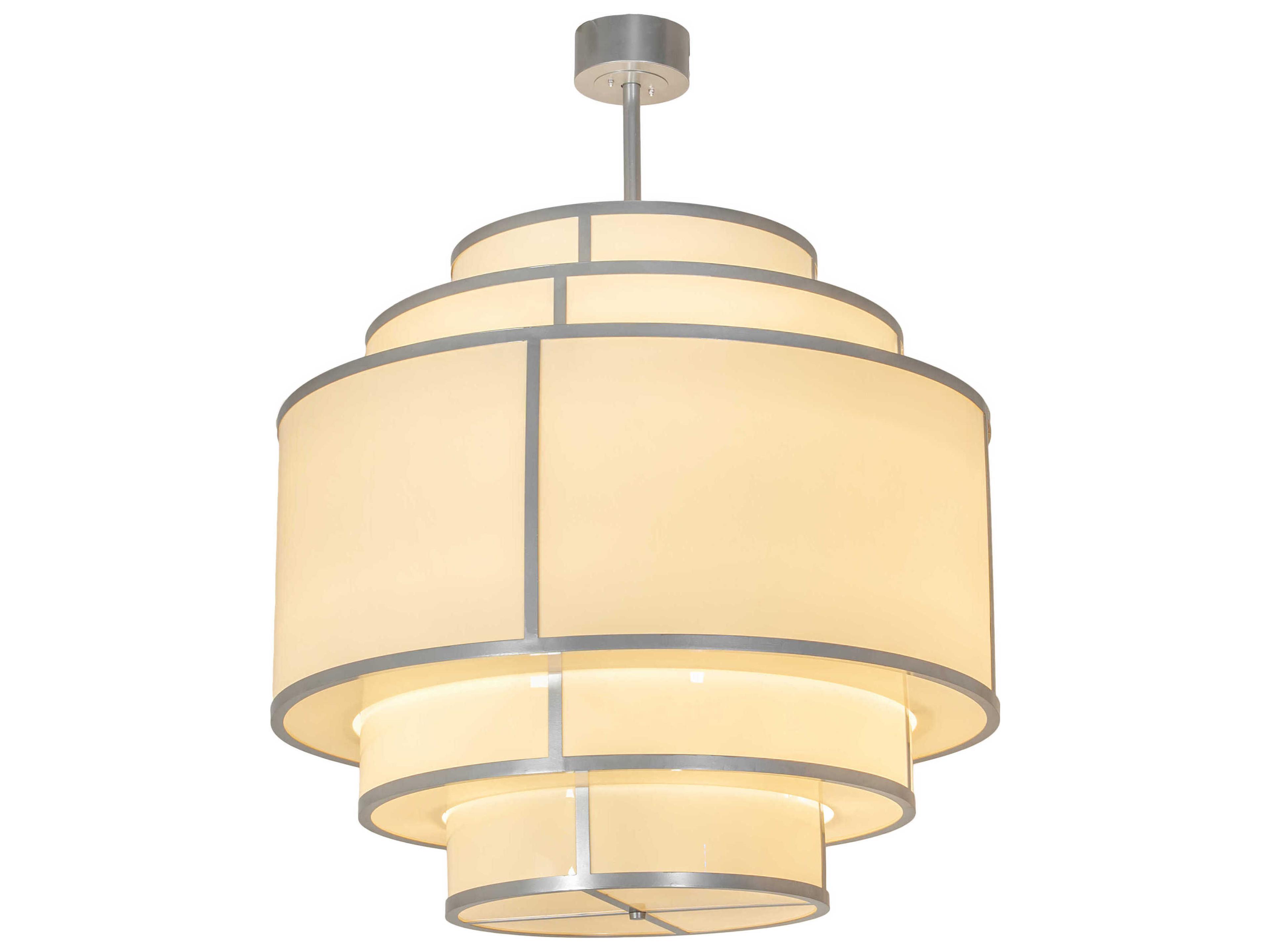 Meyda 20-Light Nickel Glass LED Drum Tiered Pendant