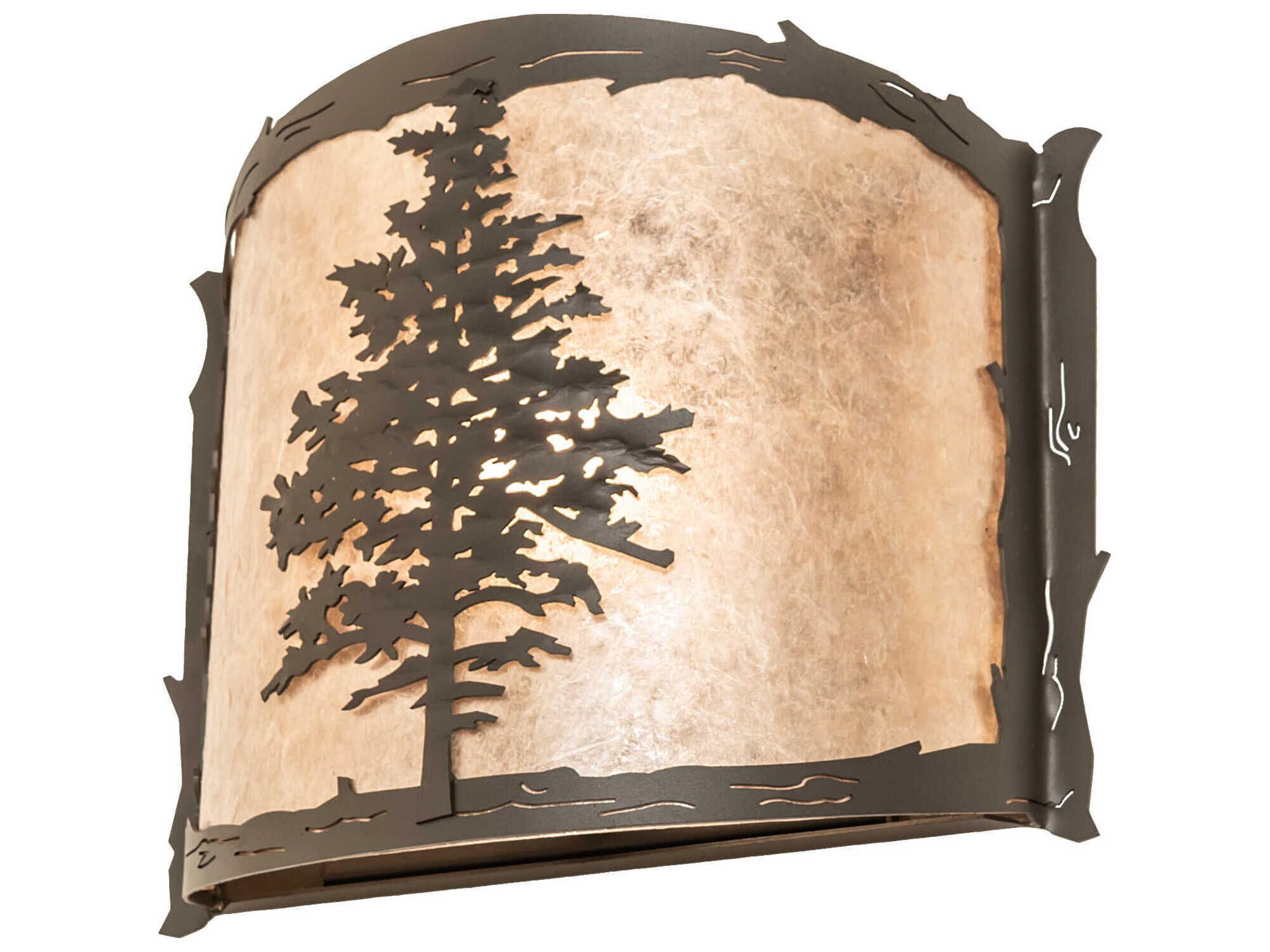 Meyda Tamarack 1-Light Wrought Iron Brown Glass Wall Sconce