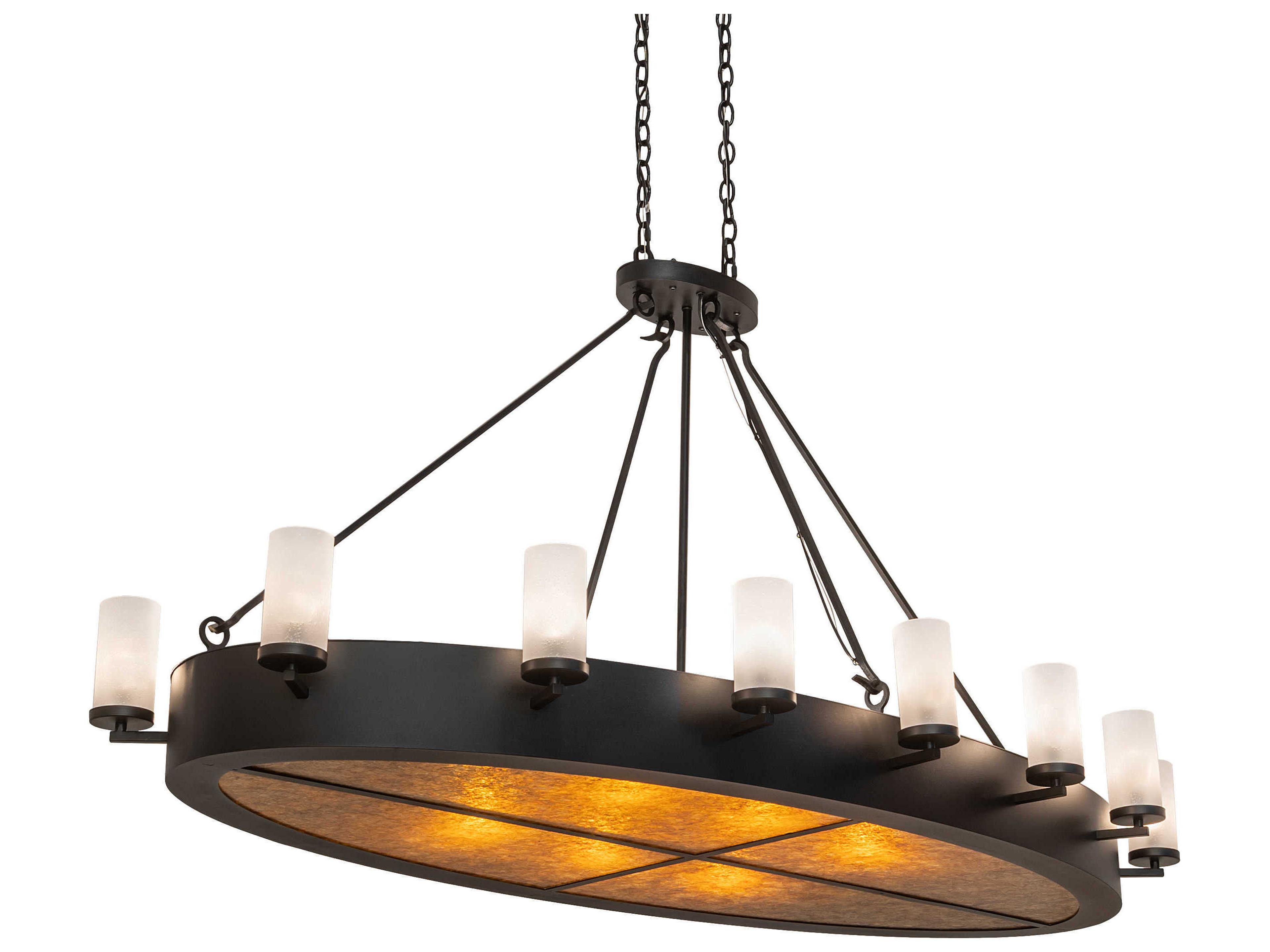 Meyda Craftsman 20-Light Black Glass Island Pendant