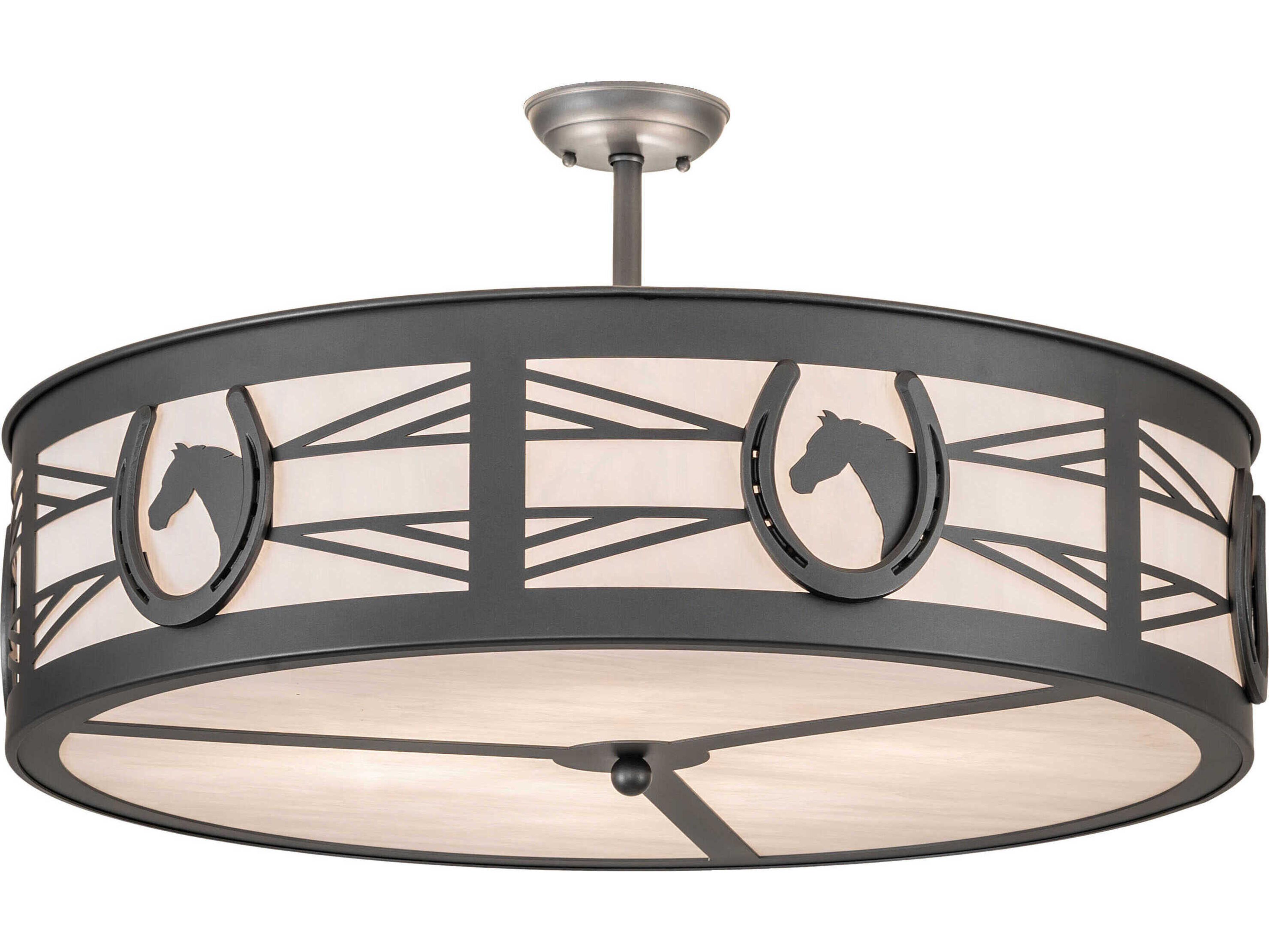 Meyda Horseshoe 4-Light Wrought Iron Semi Flush Mount