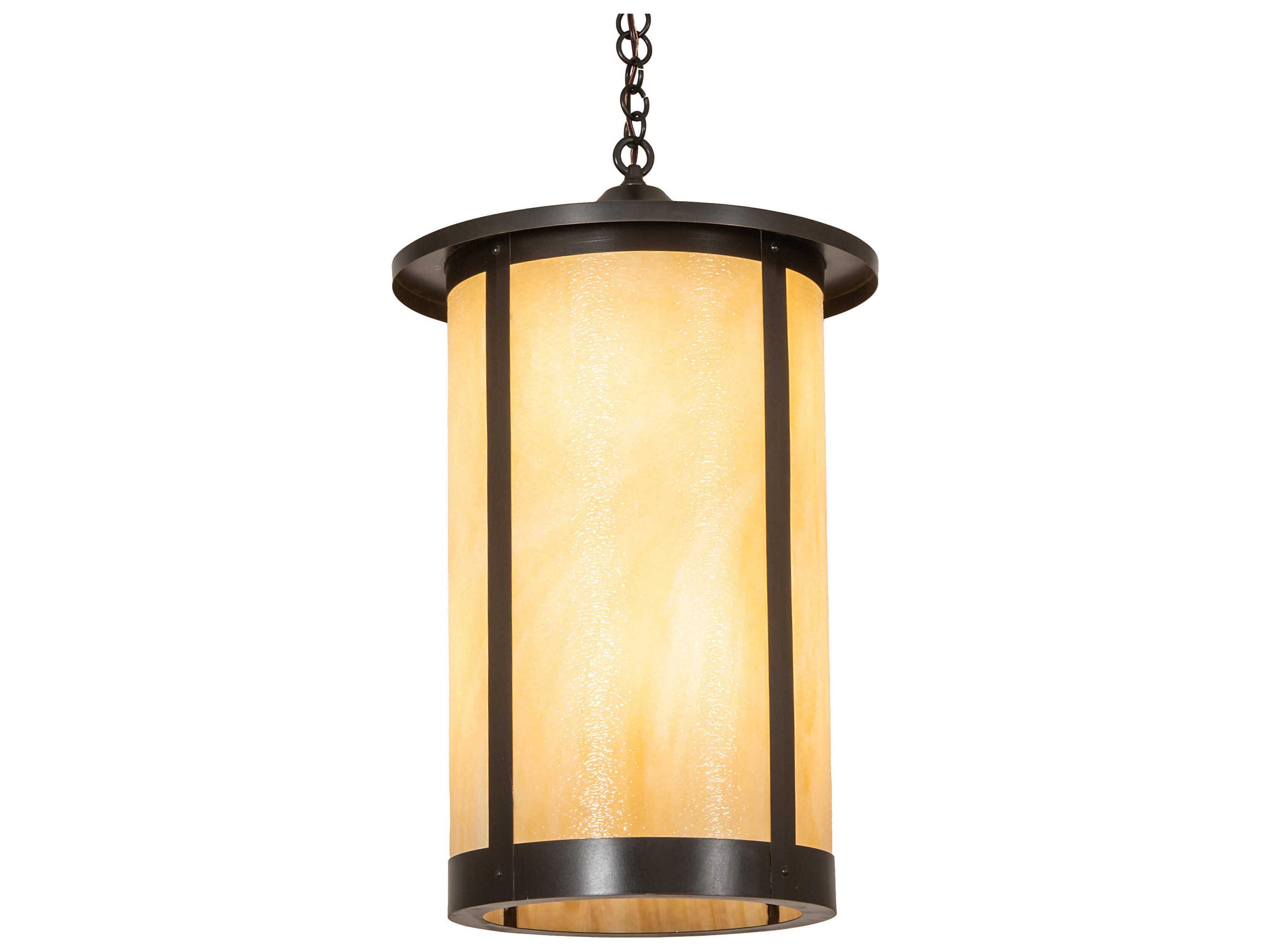 Meyda Fulton 8-Light Craftsman Brown Glass Cylinder Pendant