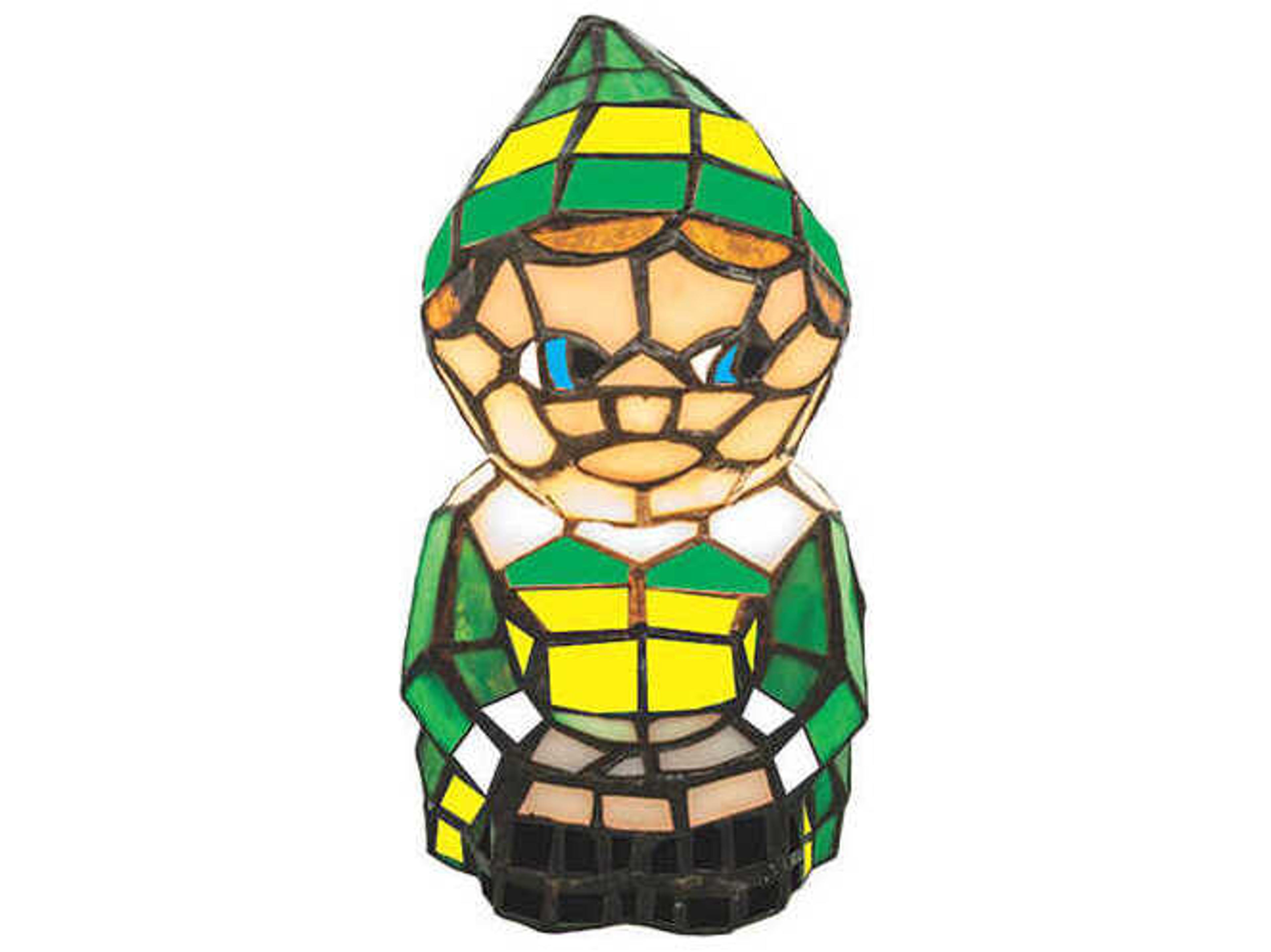 Meyda Elf Black Sunflower Amber Acrylic Brown Glass Tiffany Table Lamp