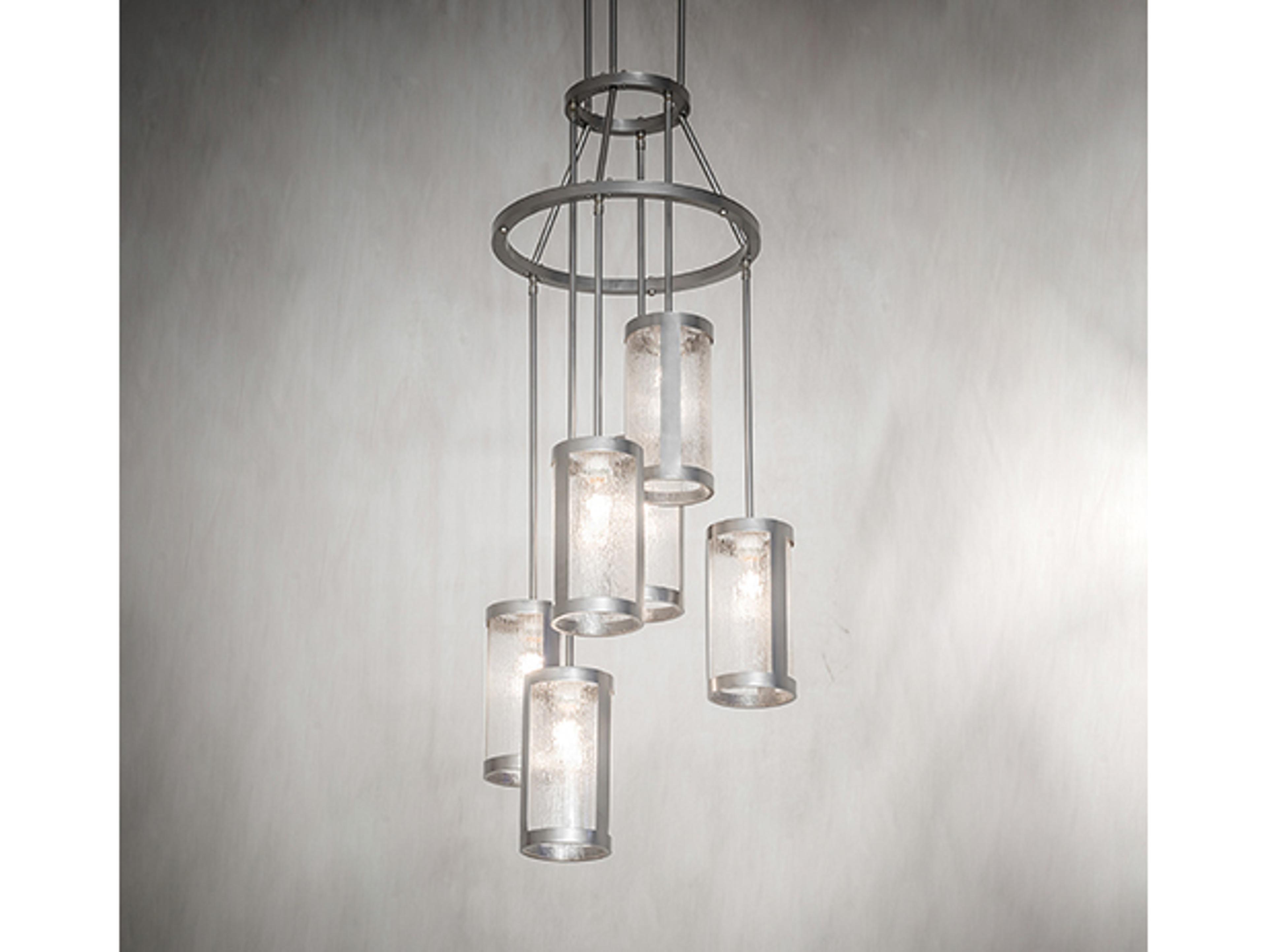 Meyda Cartier 6-Light Nickel Clear Glass Cylinder Pendant