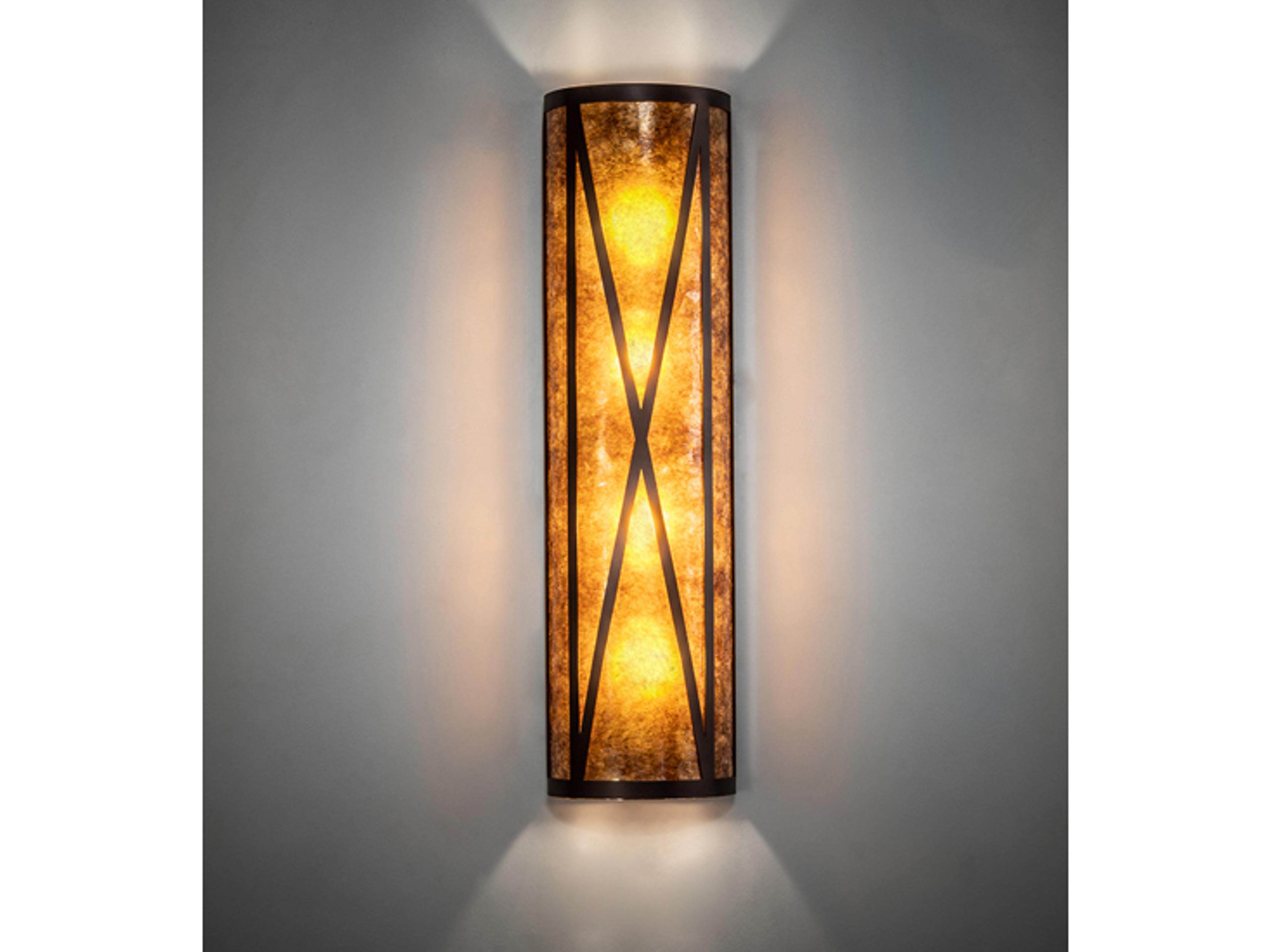 Meyda Saltire Craftsman 4-Light Mahogany Bronze Glass Wall Sconce