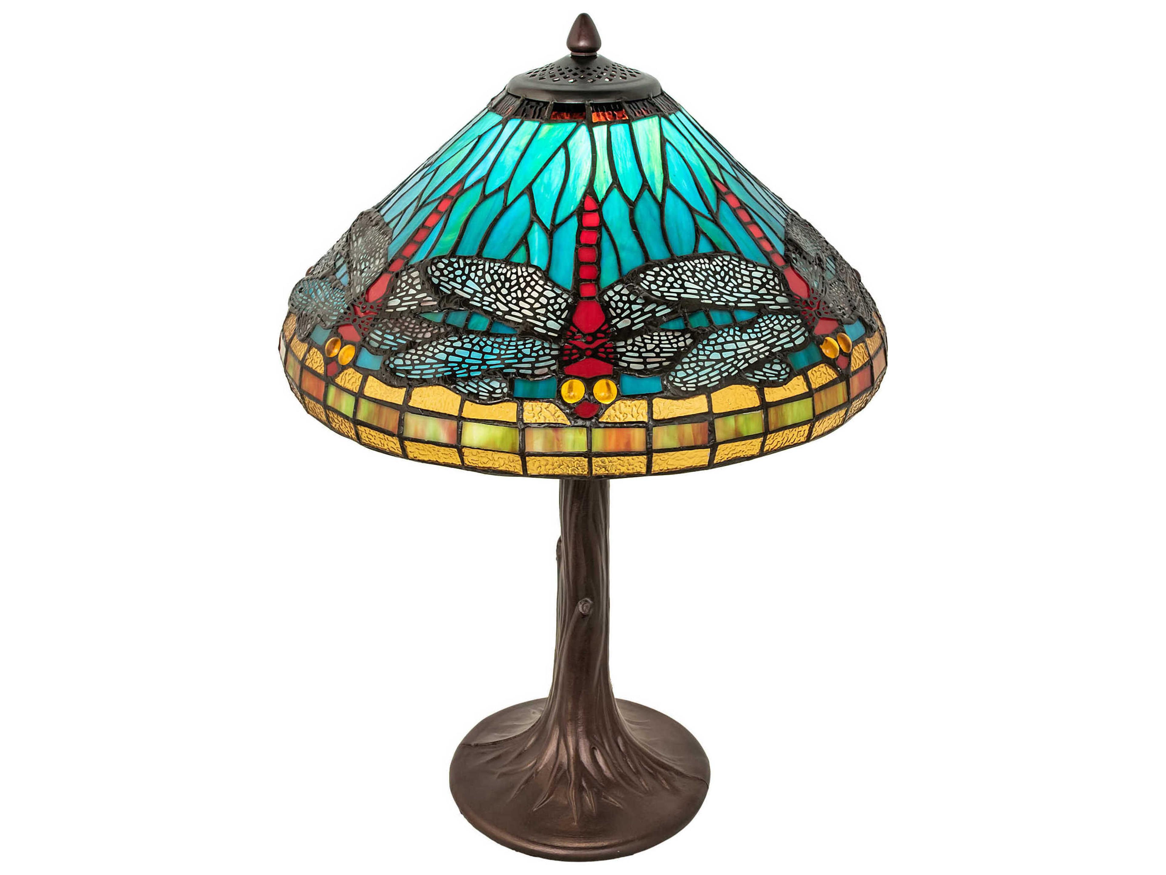 Meyda Mahogany Bronze Glass Tiffany Table Lamp