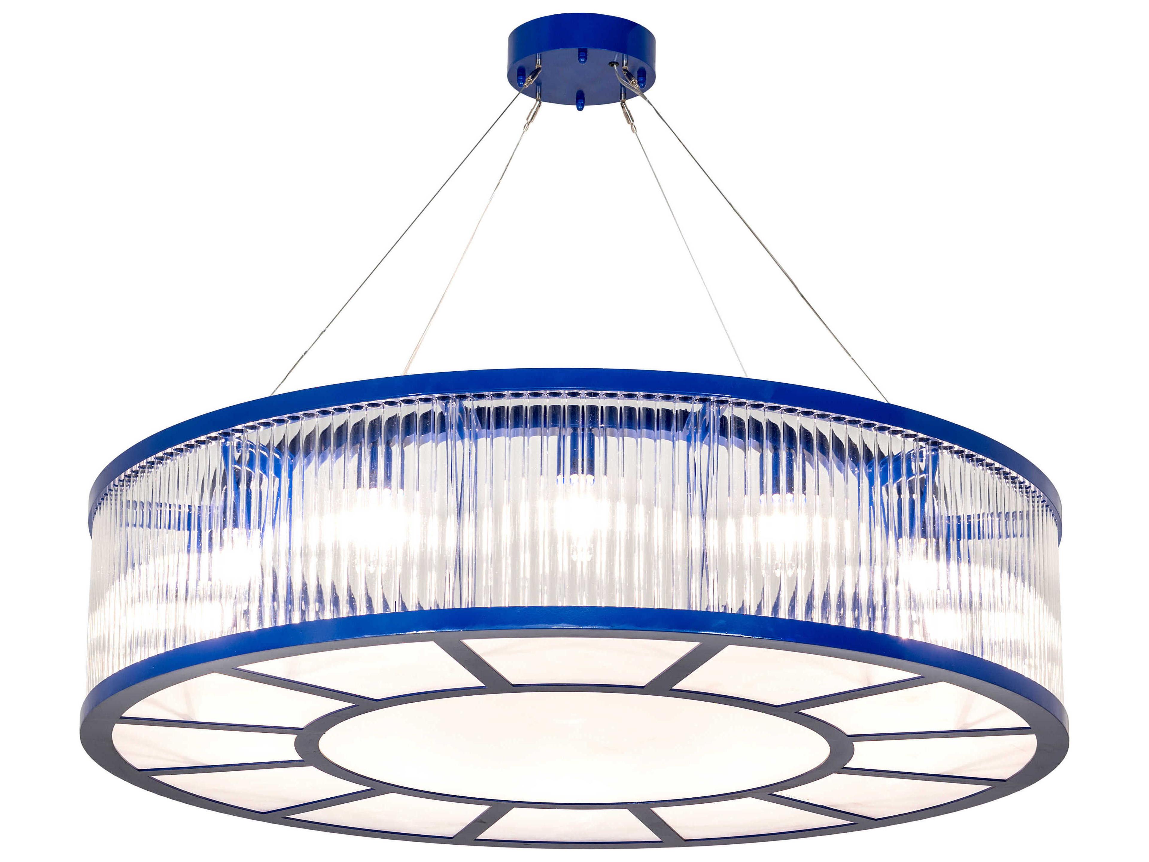 Meyda Marquee 12-Light Blue Clear Crystal Round Pendant