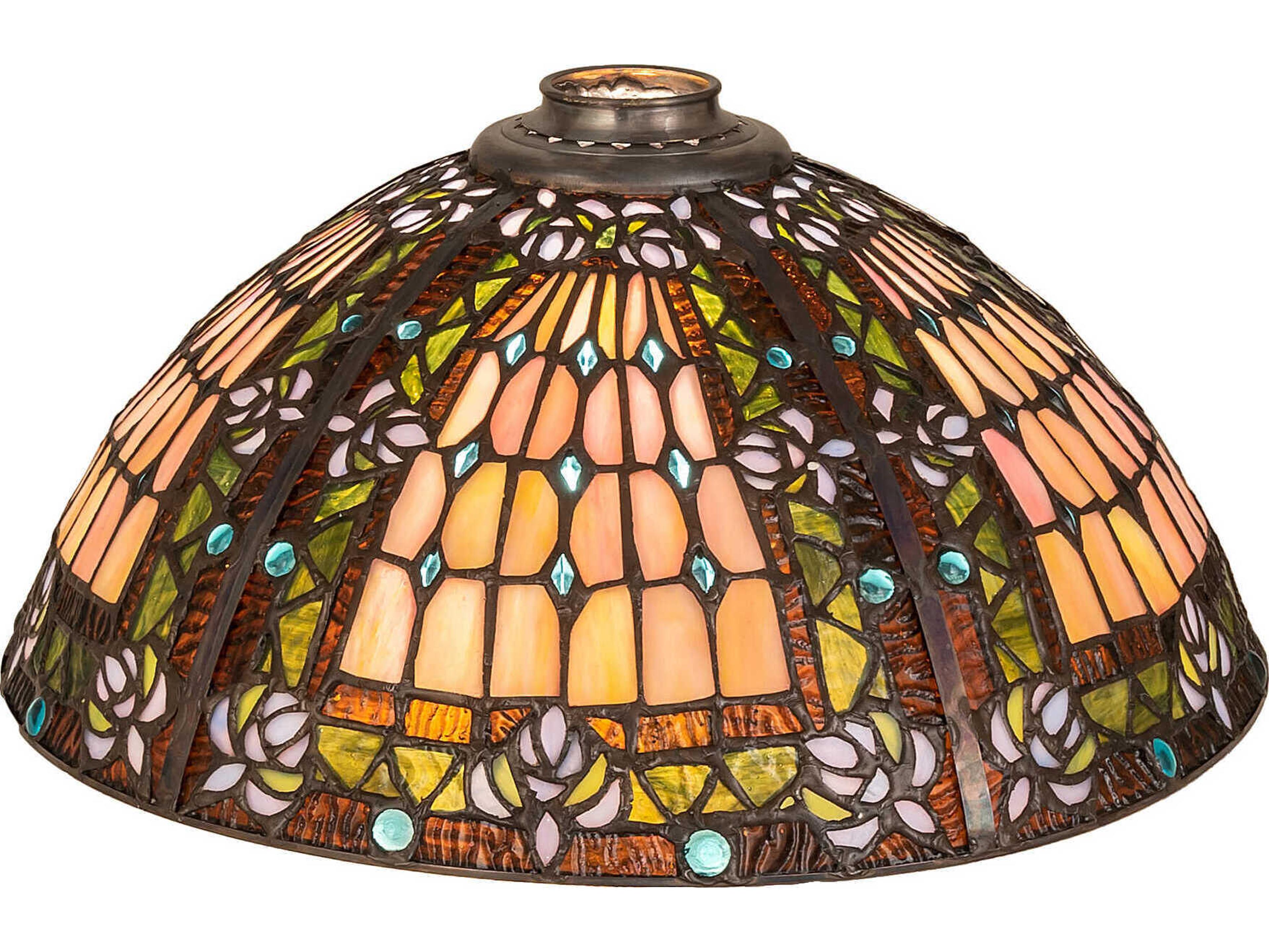 Meyda Fleur-De-Lis 16" Black / Blue Green Glass Shade