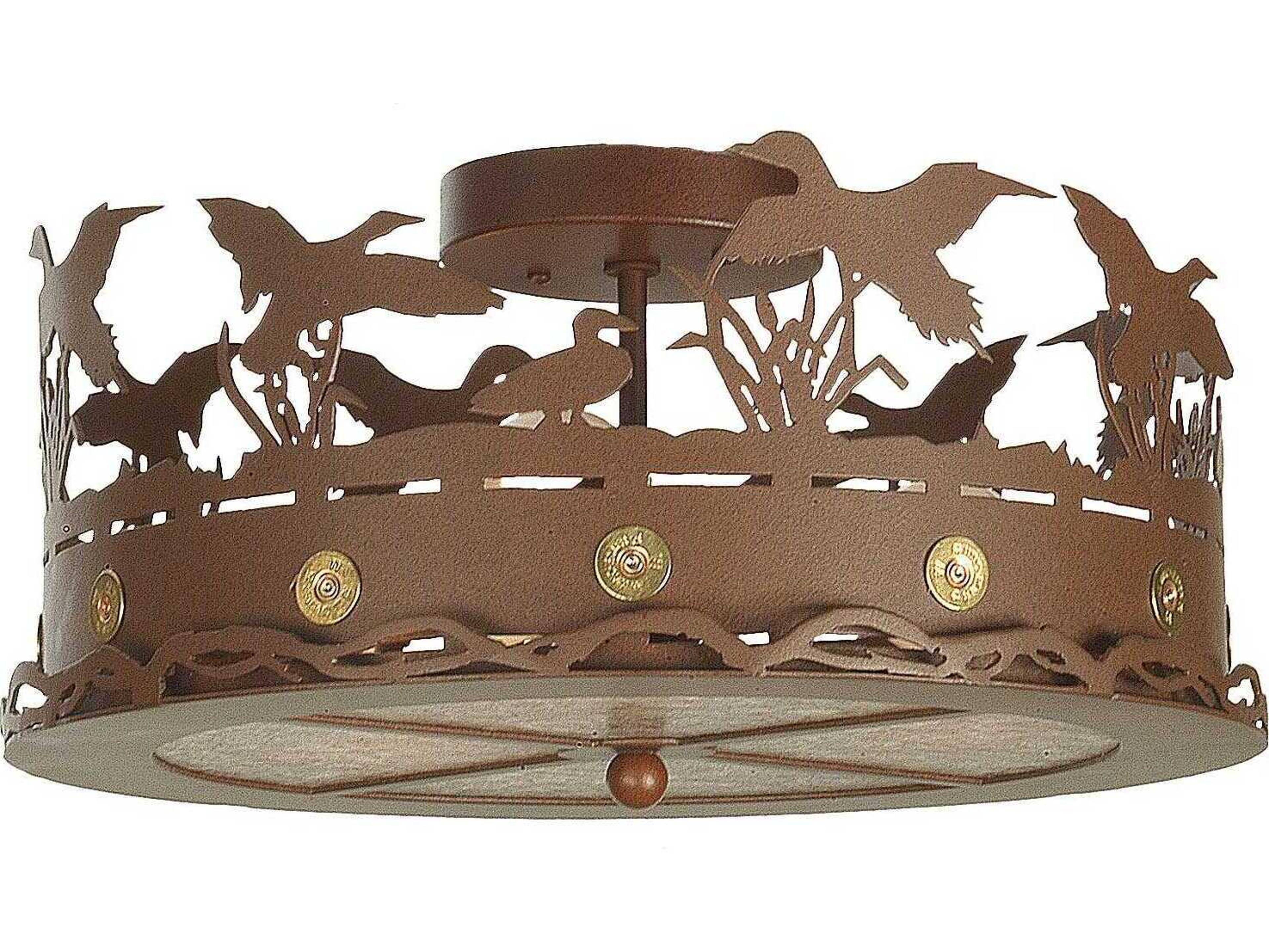 Meyda Ducks In Flight 3-Light Rust Brown LED Round Flush Mount
