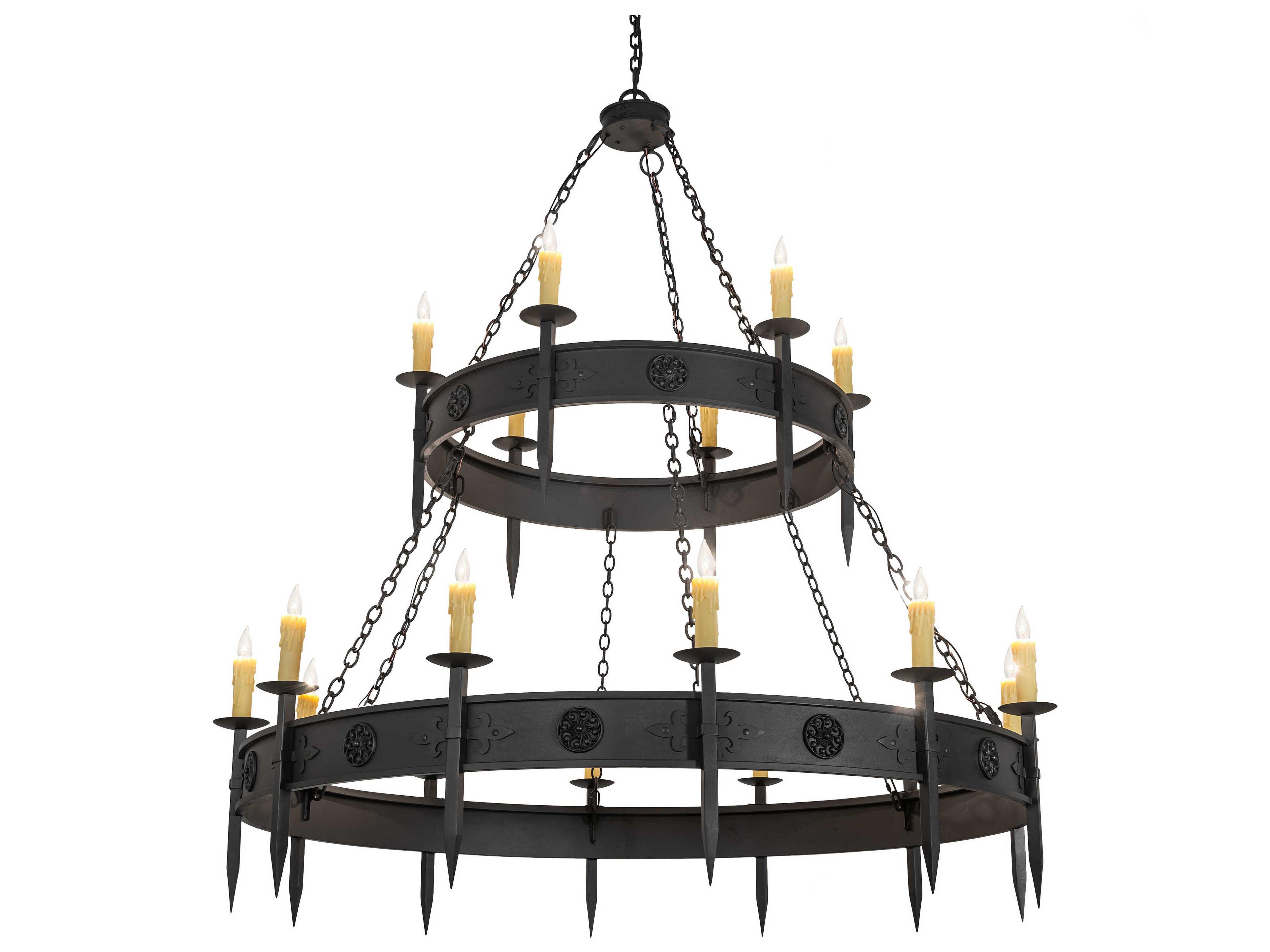 Meyda Calandra 18-Light Wrought Iron Bronze Candelabra Tiered Chandelier