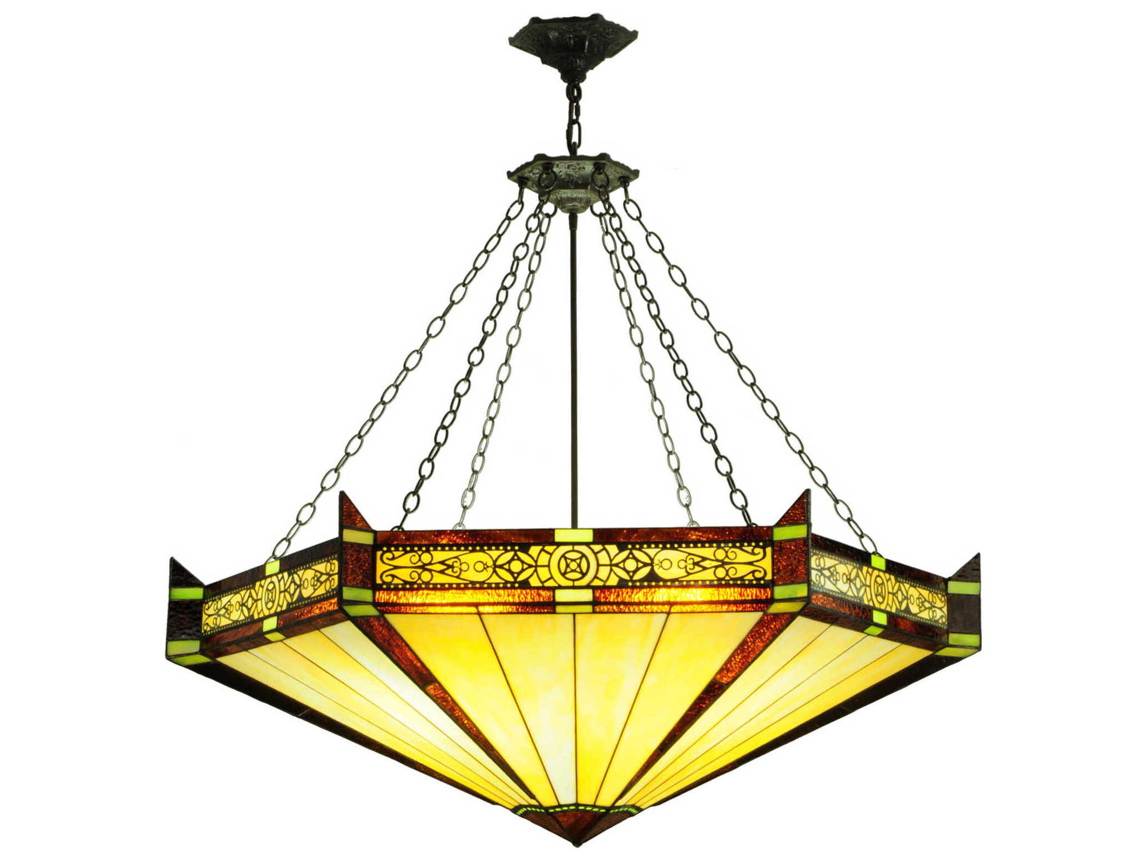 Meyda Peaches 4-Light Timeless Bronze Glass Tiffany Bowl Pendant