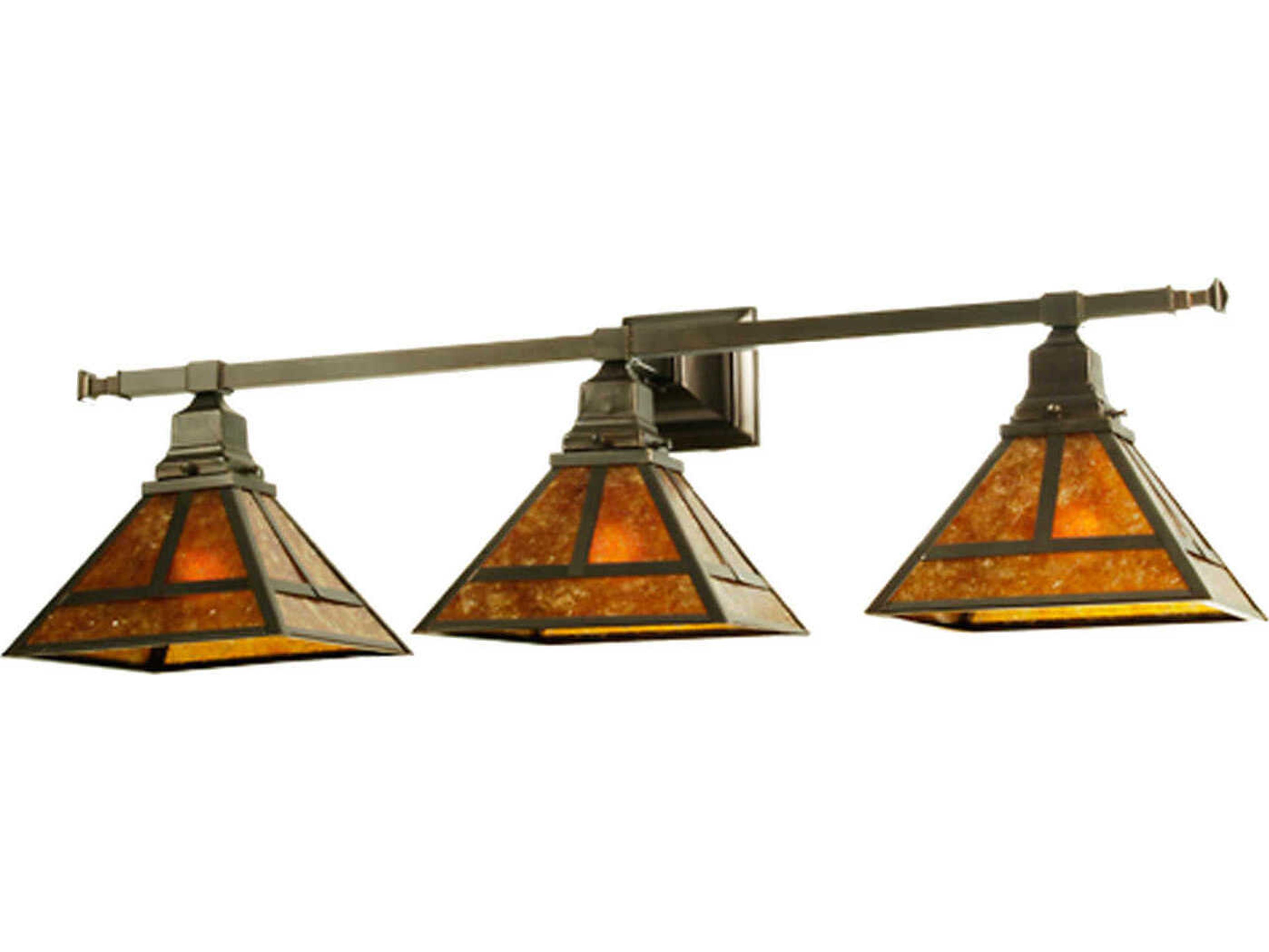 Meyda 3-Light Craftsman Brown Glass Vanity Light