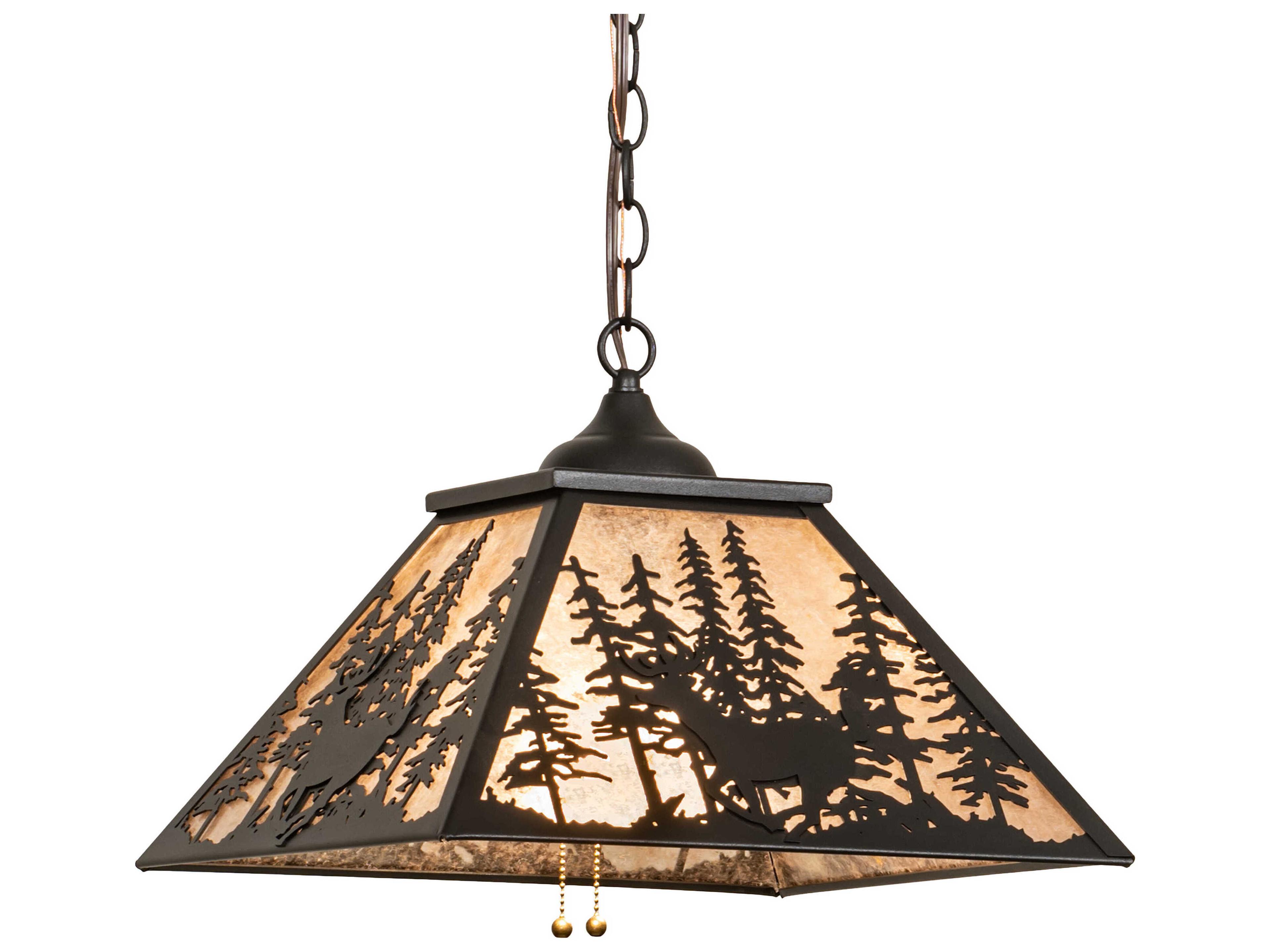 Meyda Deer Through The Trees 1-Light Black Glass Empire Pendant