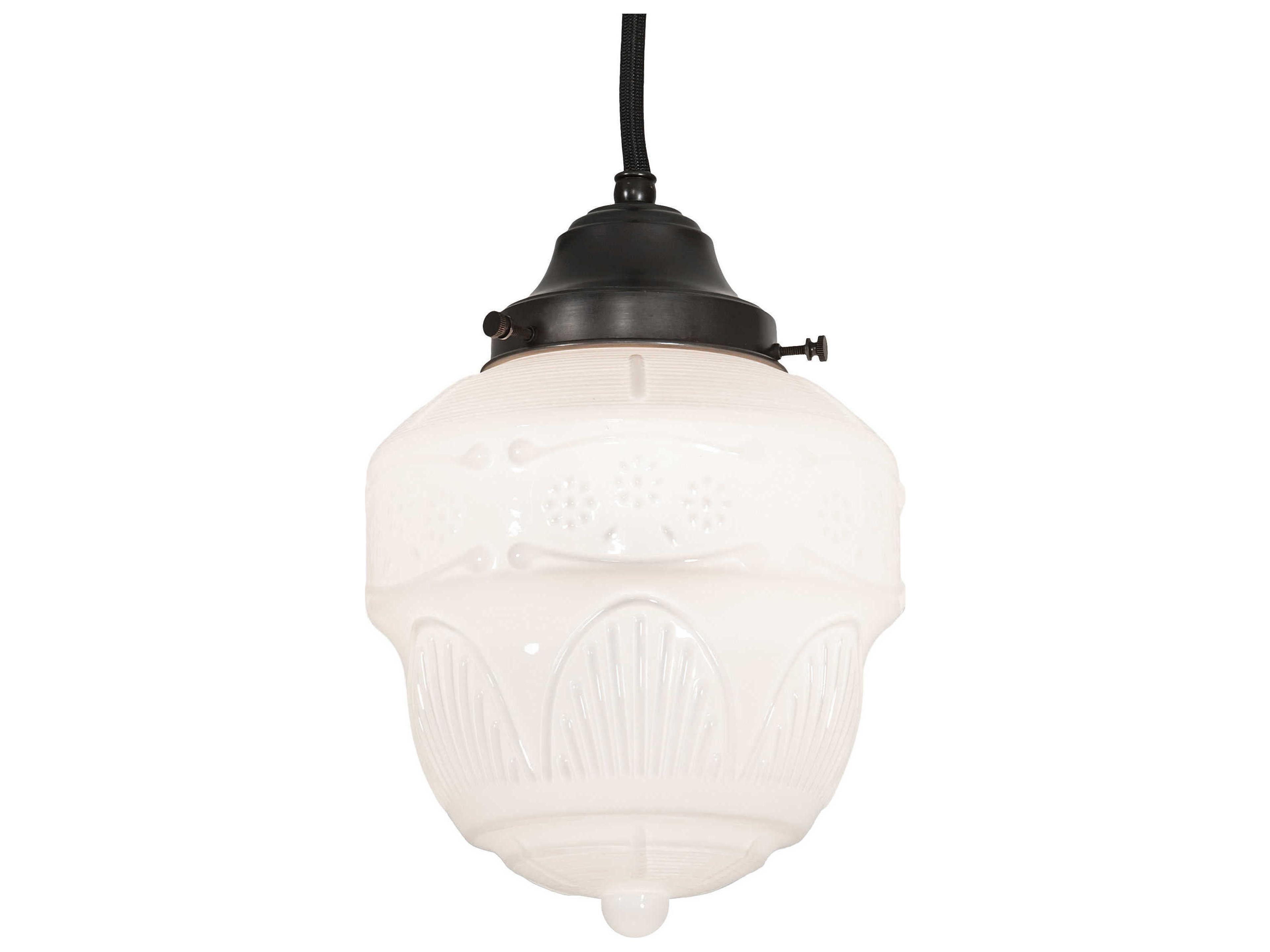 Meyda Revival Schoolhouse 1-Light Craftsman Brown Glass Mini Pendant