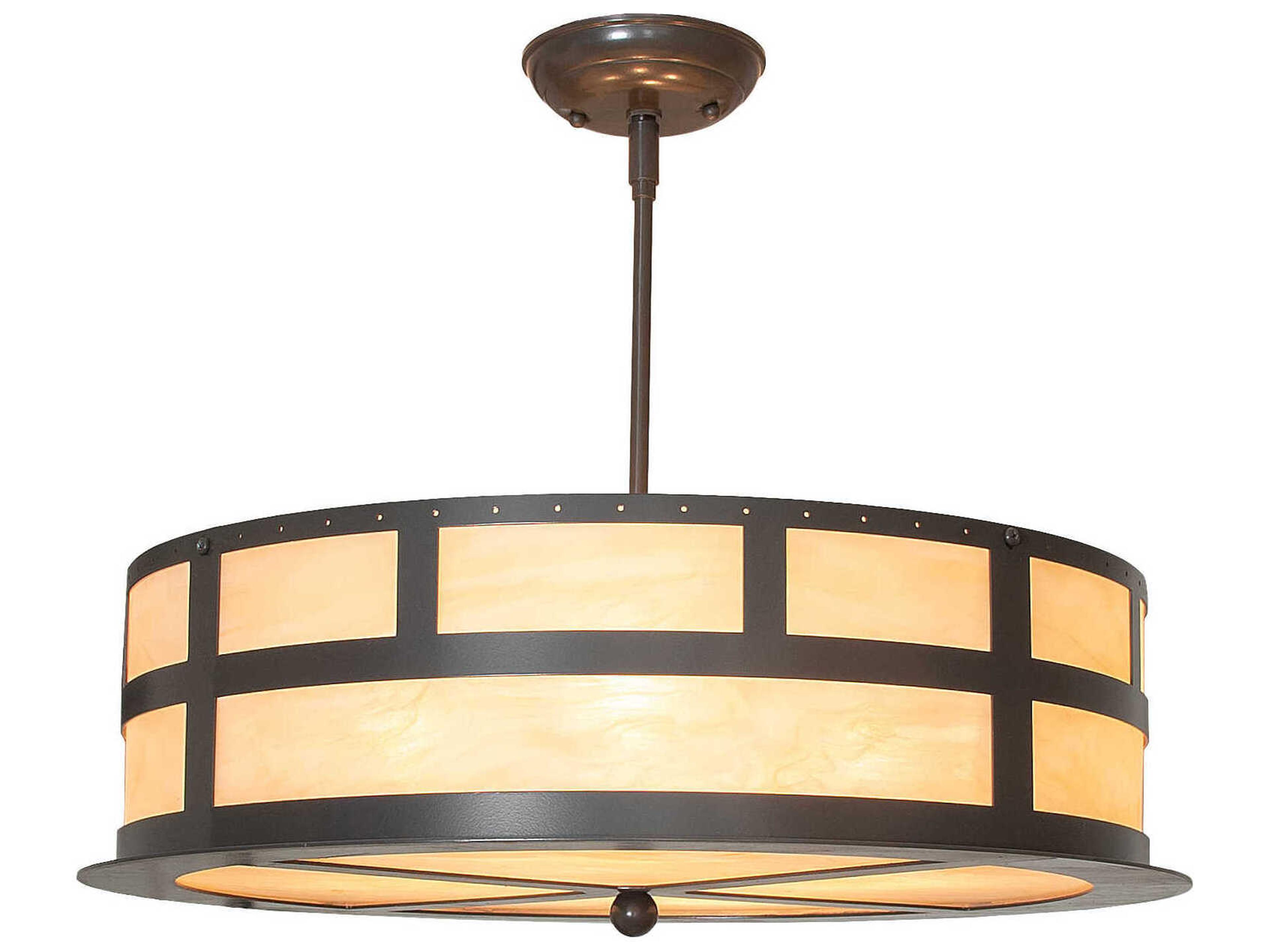 Meyda 4-Light Timeless Bronze Glass Drum Pendant