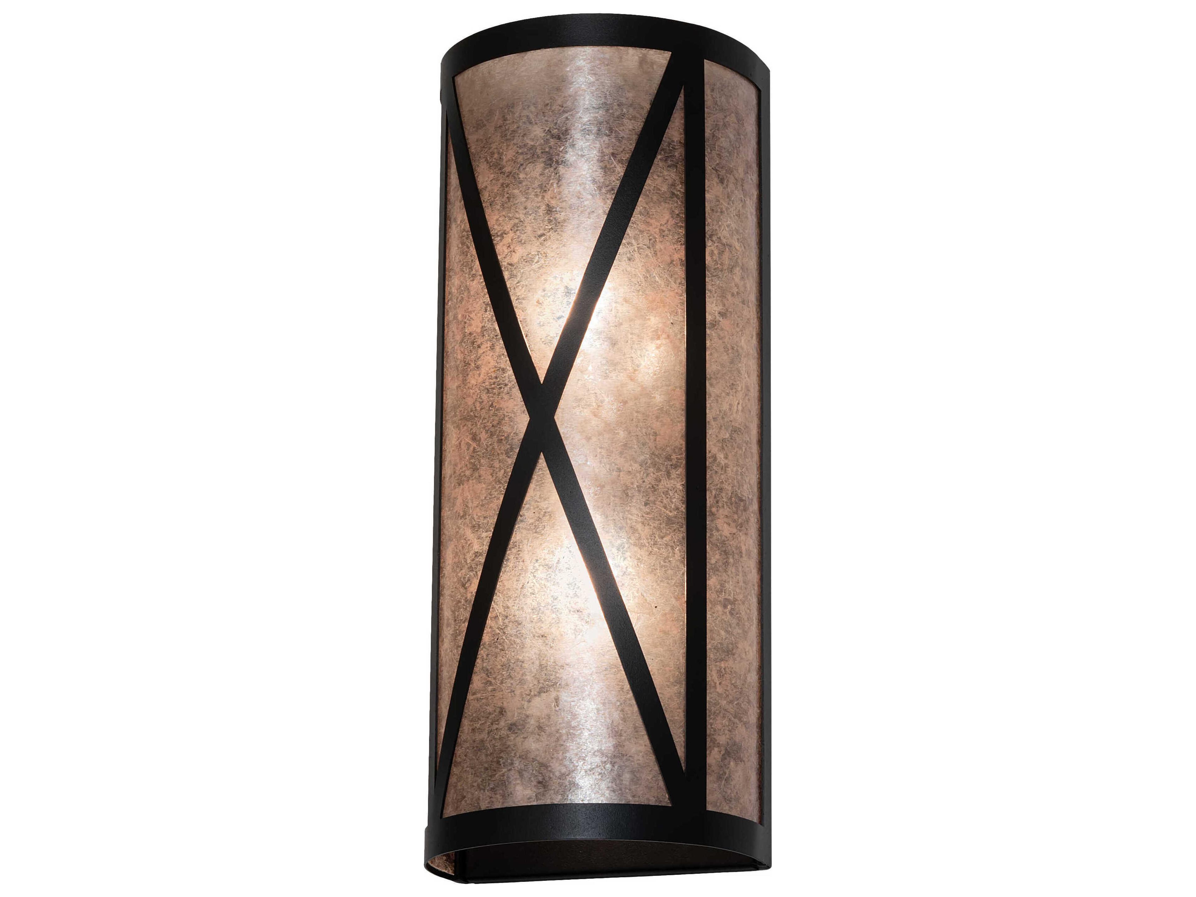 Meyda Saltire Craftsman 2-Light Mahogany Bronze Glass Wall Sconce