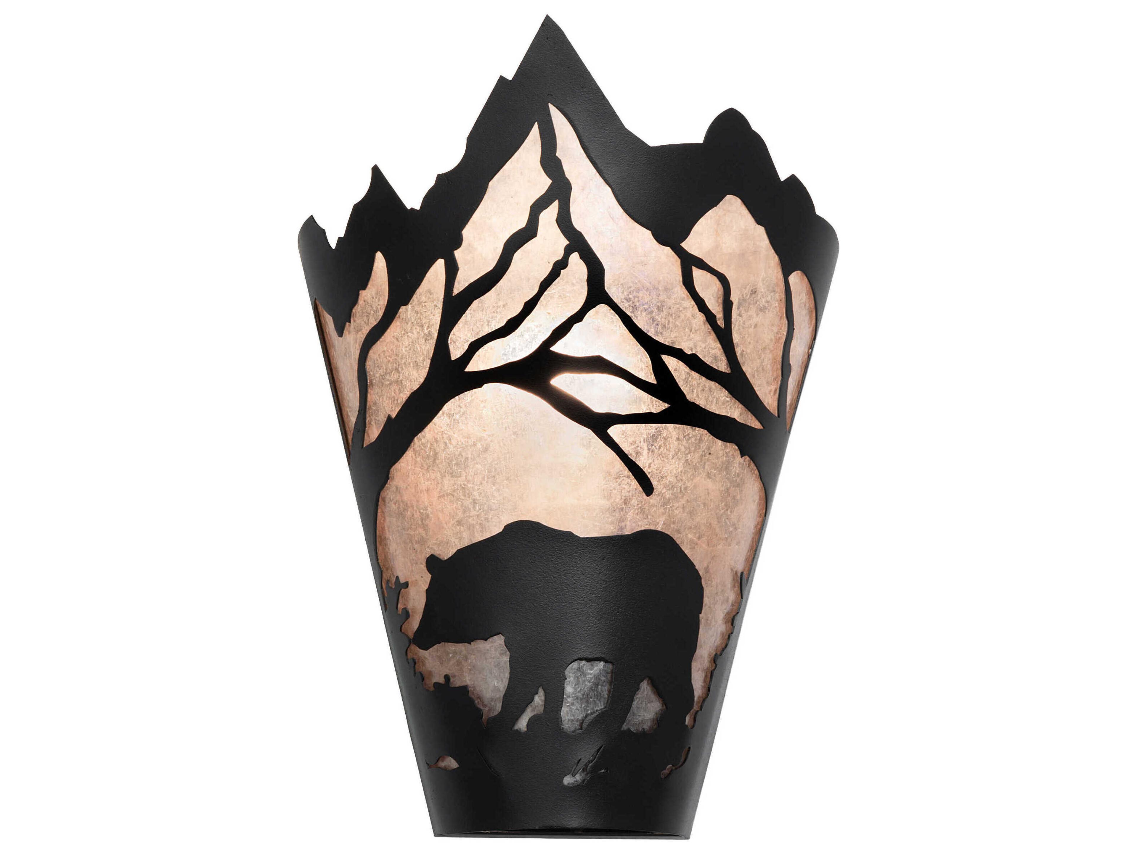 Meyda Bear At Dawn 1-Light Textured Black Glass Wall Sconce