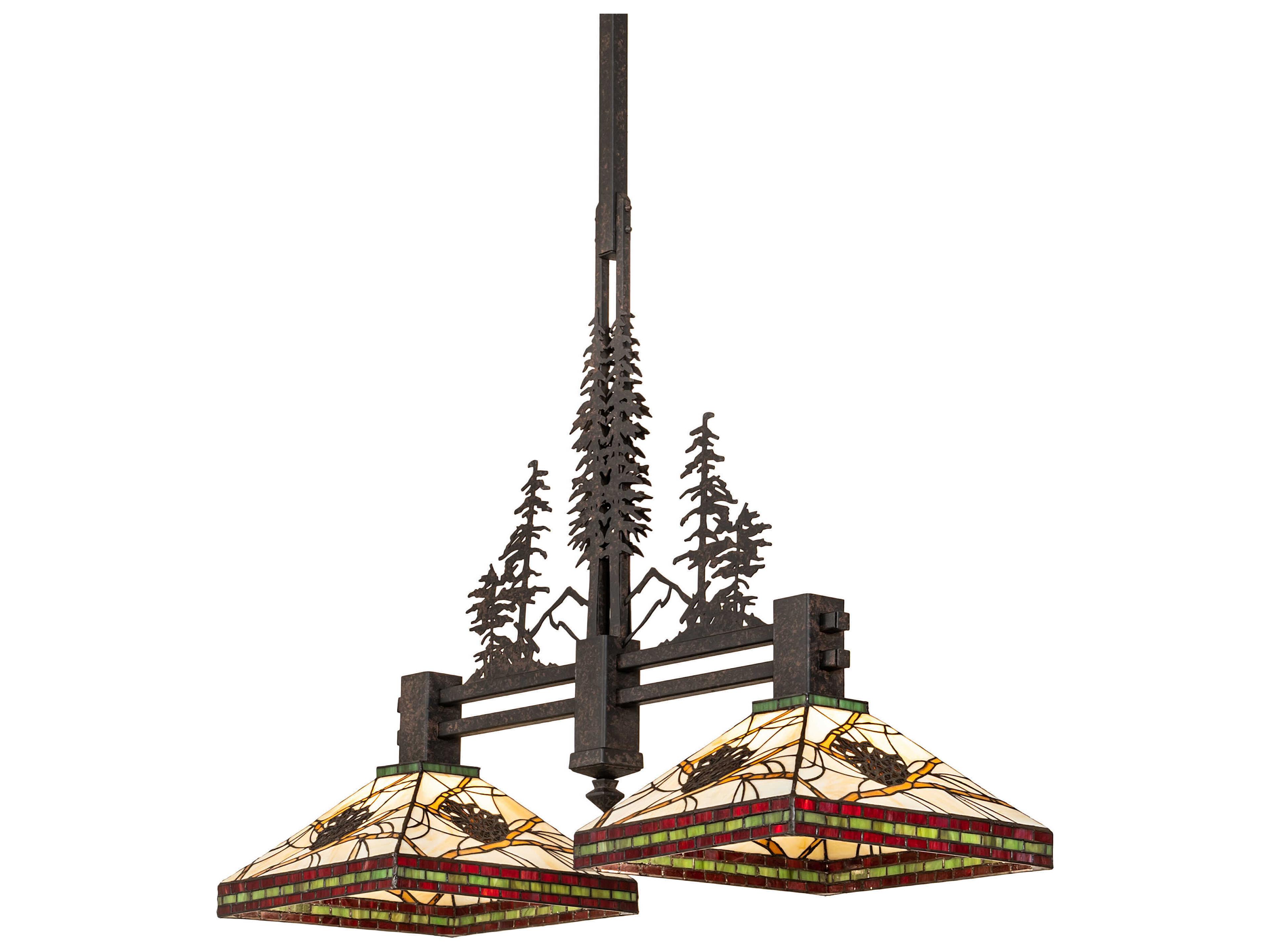 Meyda Pinecone 2-Light Coffee Bean Brown Glass Tiffany Island Pendant