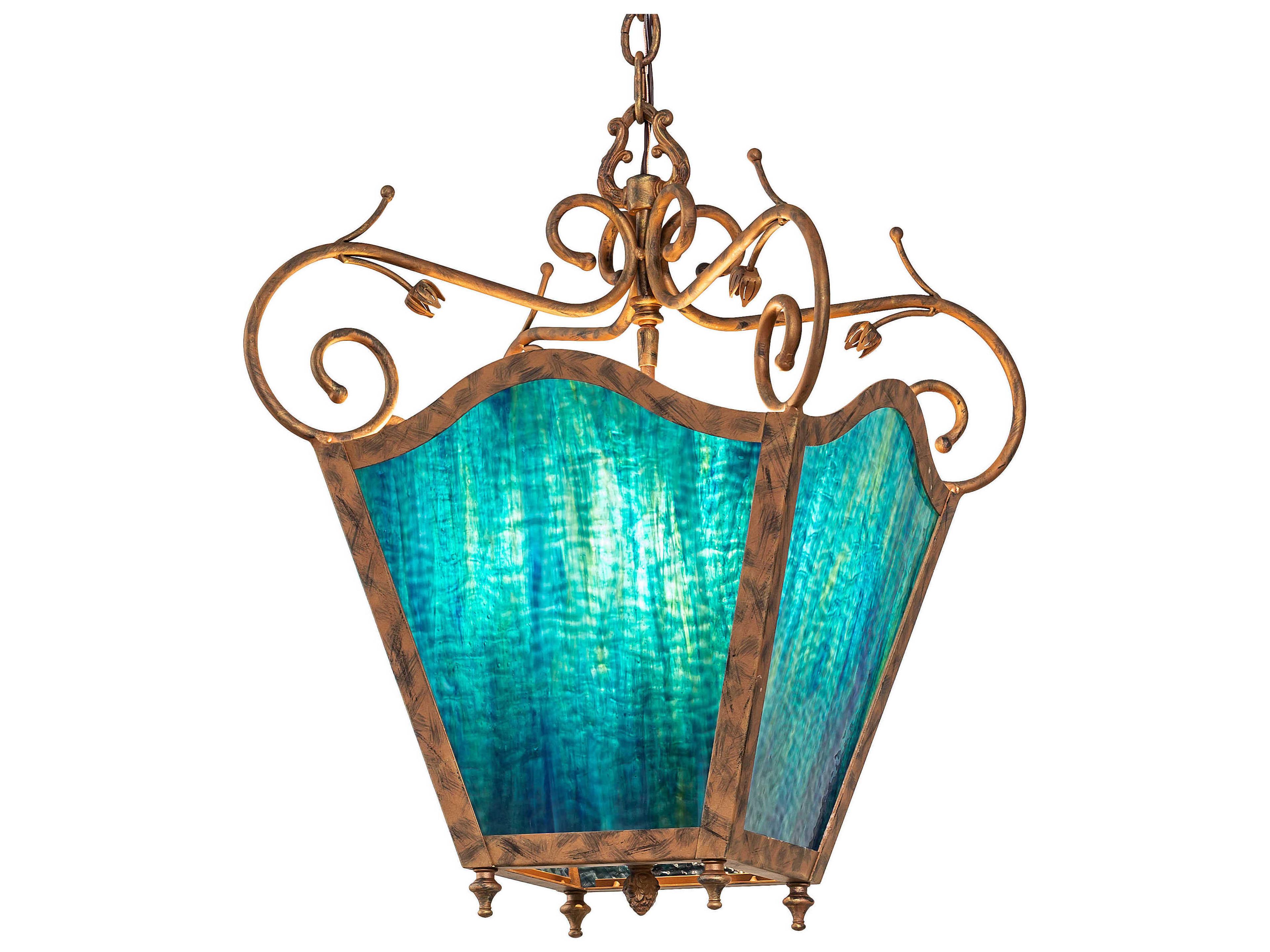 Meyda Terena 4-Light Spanish Gold Glass Pendant