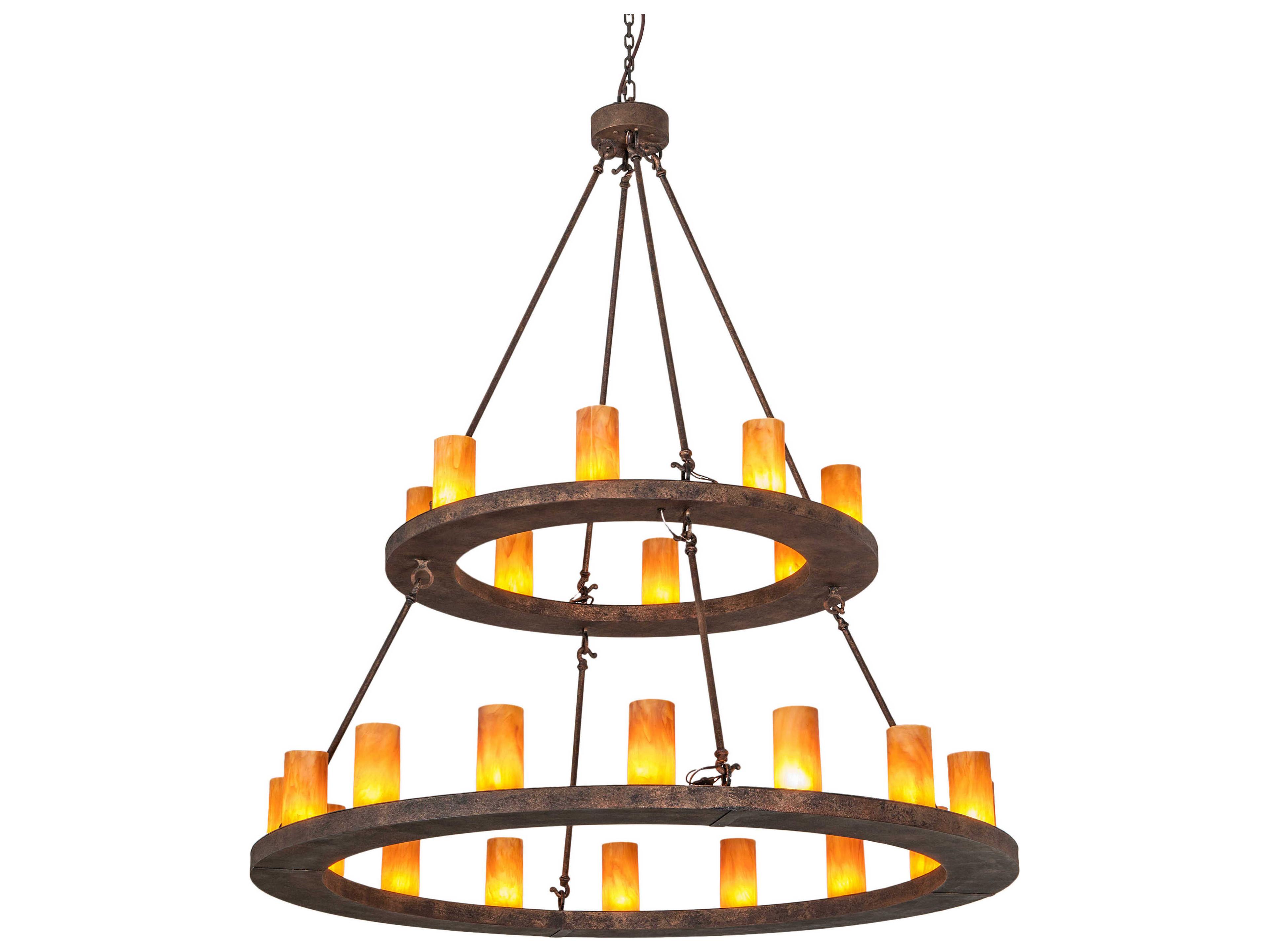 Meyda Loxley 24-Light Baroque Bronze Glass Cylinder Tiered Chandelier