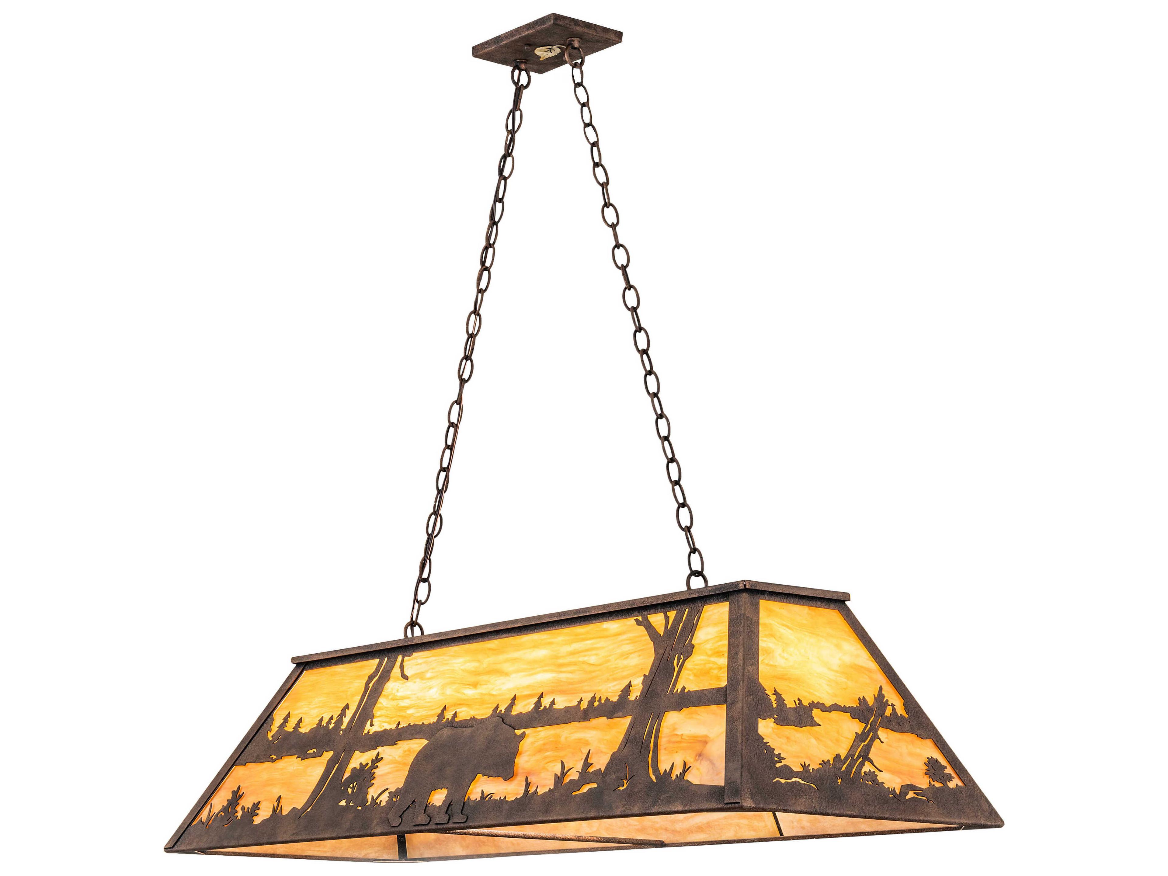 Meyda Bear At Lake 6-Light Baroque Bronze Geometric Island Pendant