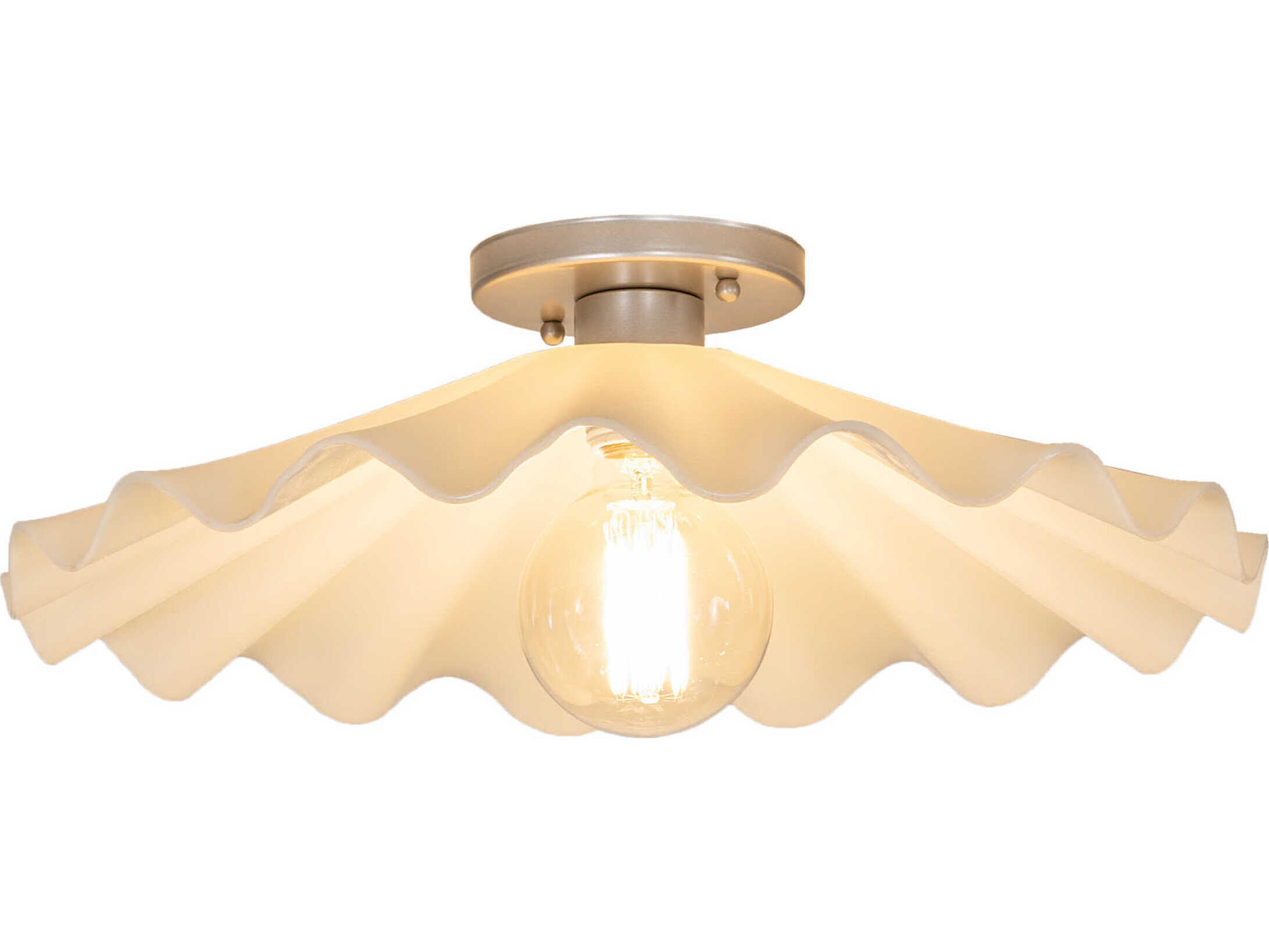 Meyda Metro 1-Light Brushed Nickel White Glass Flush Mount